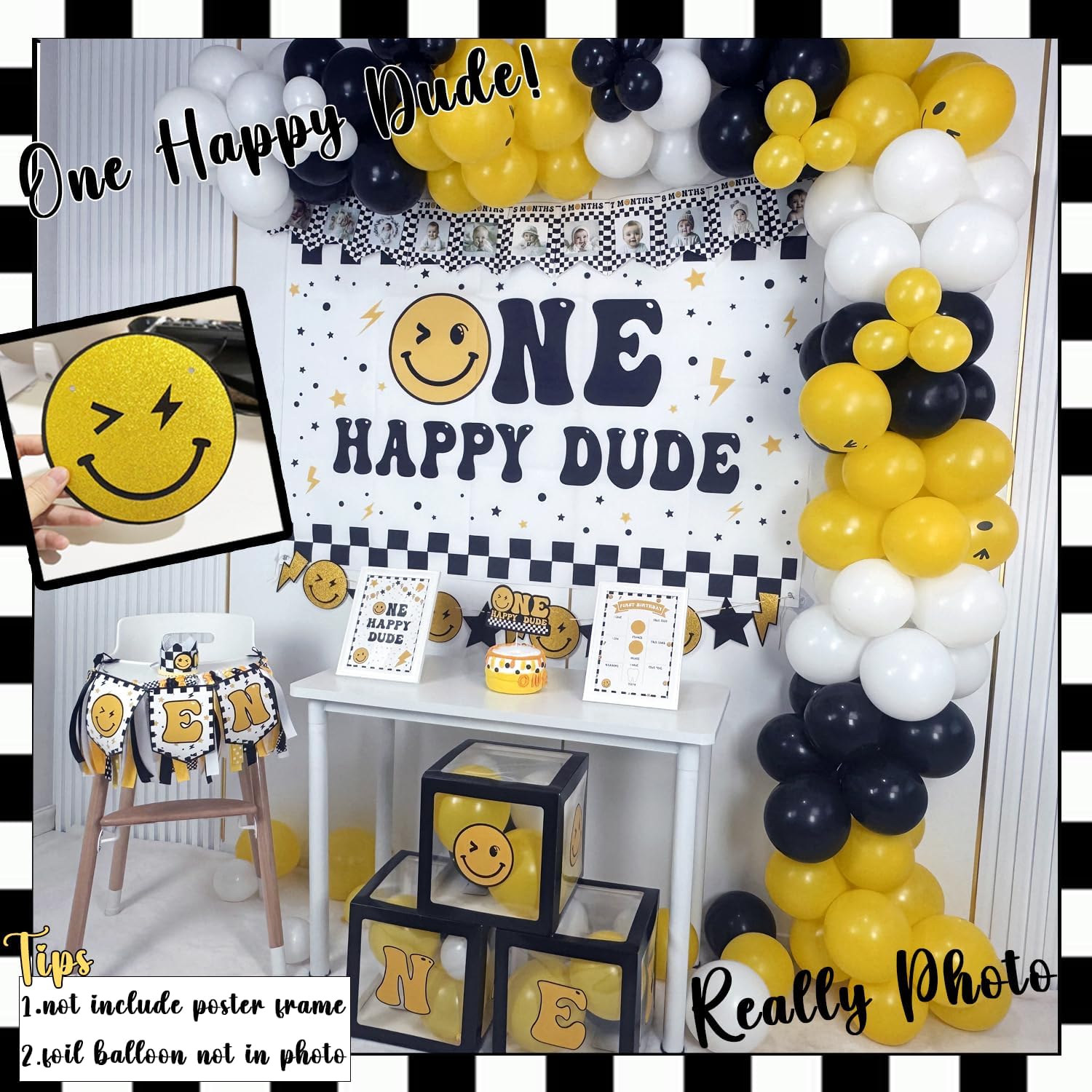 One Happy Dude Birthday Decorations,One Cool Dude 1st Party Decorations,One Happy Dude 1st Birthday Party Supplies,Dude First Backdrop Balloon Arch Garland Banner for 1st Boy