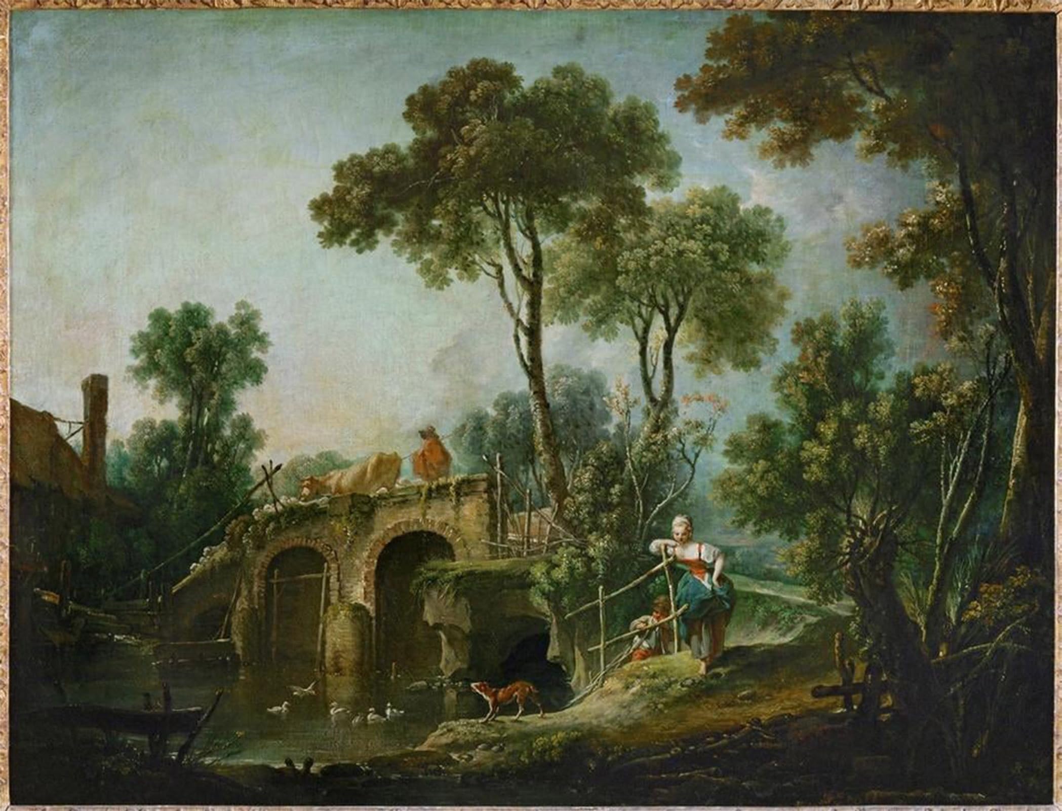 SERENDIPITP Aesthetic Poster Photo Wall Print Retro Picture The bridge by François Boucher Modern Wall Artwork for Home Decor 60x90cm