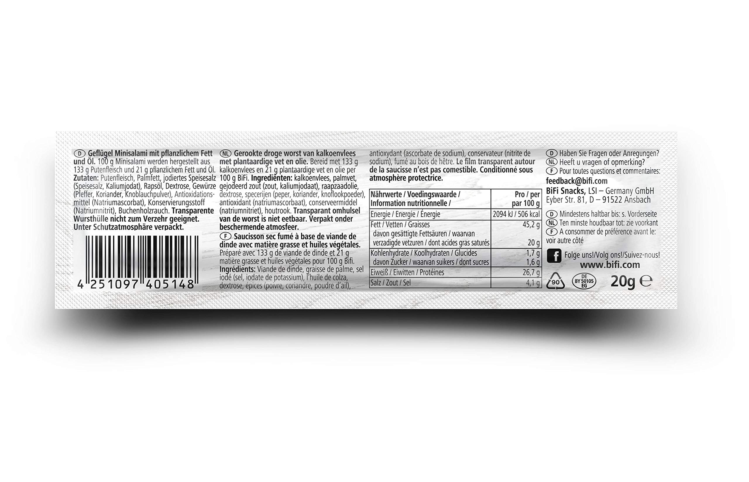 BiFi Turkey Sticks – 100er Pack (100 x 20g) – Pute Wurst Snack To Go - Luftgetrocknet Fleisch & Wurstwaren Paket - mit Pfeffer, Koriander und Knoblauch - Ideale Knabberbox - Wurstpaket