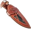Lone Bison Outdoors Brown & Black Leather Knife Sheath Snap Closure For Up To 5 Inch Blade and 8-10 Inch Knife
