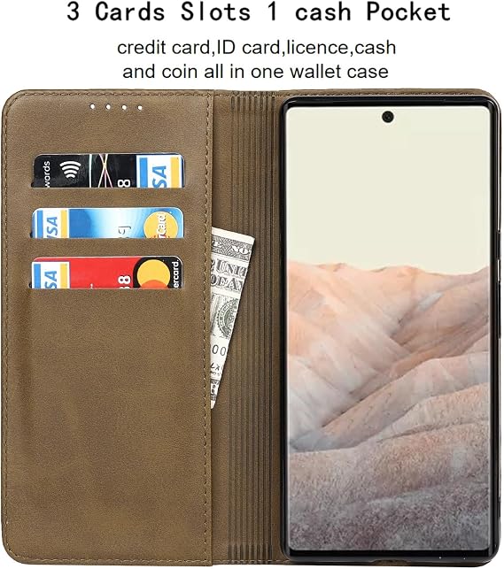 fit for Google Pixel 6 Pro Wallet Case,Premium PU Leather Flip Folio Case with Card Slot,Stand Holder,Magnetic Closure TPU Shockproof Interior Protective Case for Pixel 6 Pro,Green