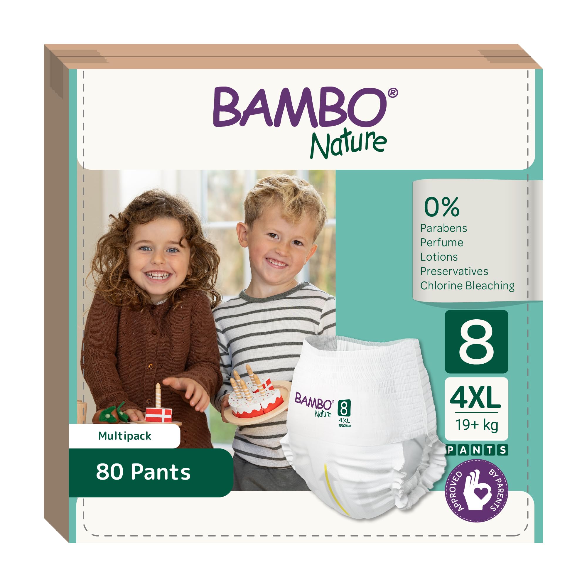 Bambo Nature Size 8 (19+kg) Training Pants, Box of 80 Size 8 Nappy, Soft and Secure Pull-Up Pants for Ultimate Comfort and Enhanced Protection, Eco-Labelled Disposable Nappy