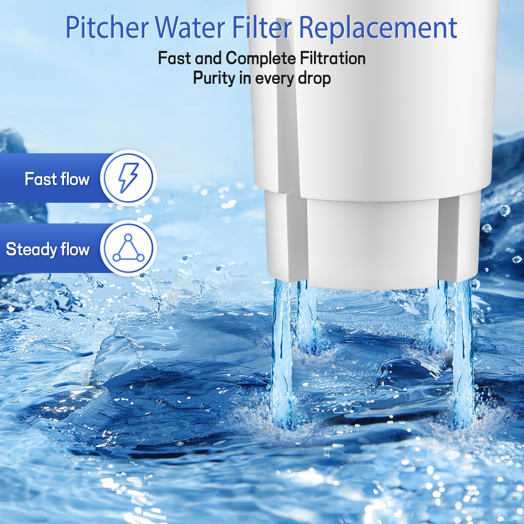 BREAUILL Wymienne filtry do wody, 3 szt. certyfikowanego dzbanka filtra wody do dzbanków Brita®, zamiennik wkładu filtra do wody Brita® Classic 35557, OB03, Mavea® 107007