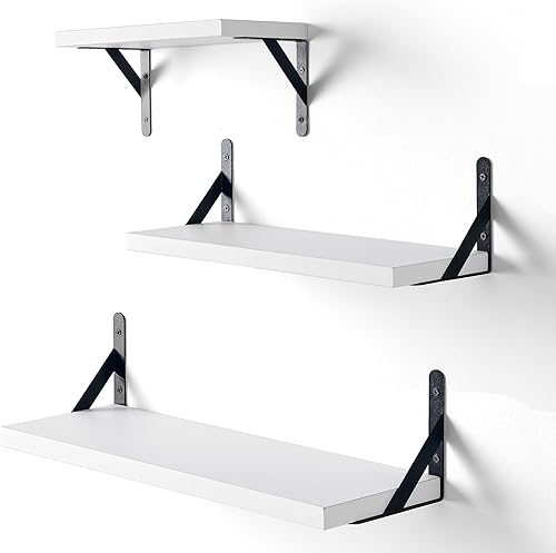 Miniatura 1 de SECTTIO Floating Shelves for Wall, Modern Morandi Color Floating Wall Shelves Set of 3, Waterproof Wall Mounted Shelf for Bedroom, Bathroom,