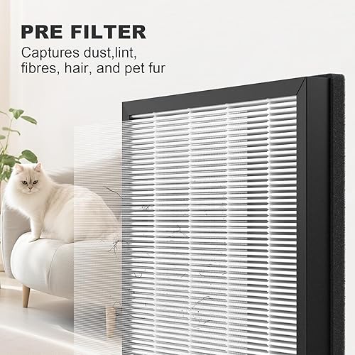 Miniatura 10 de CFKREYA Paquete de 4 filtros de aire MKD05 de repuesto compatibles con purificador AROEVE MKD05, filtro HEPA H13 con filtro de carbono, versión