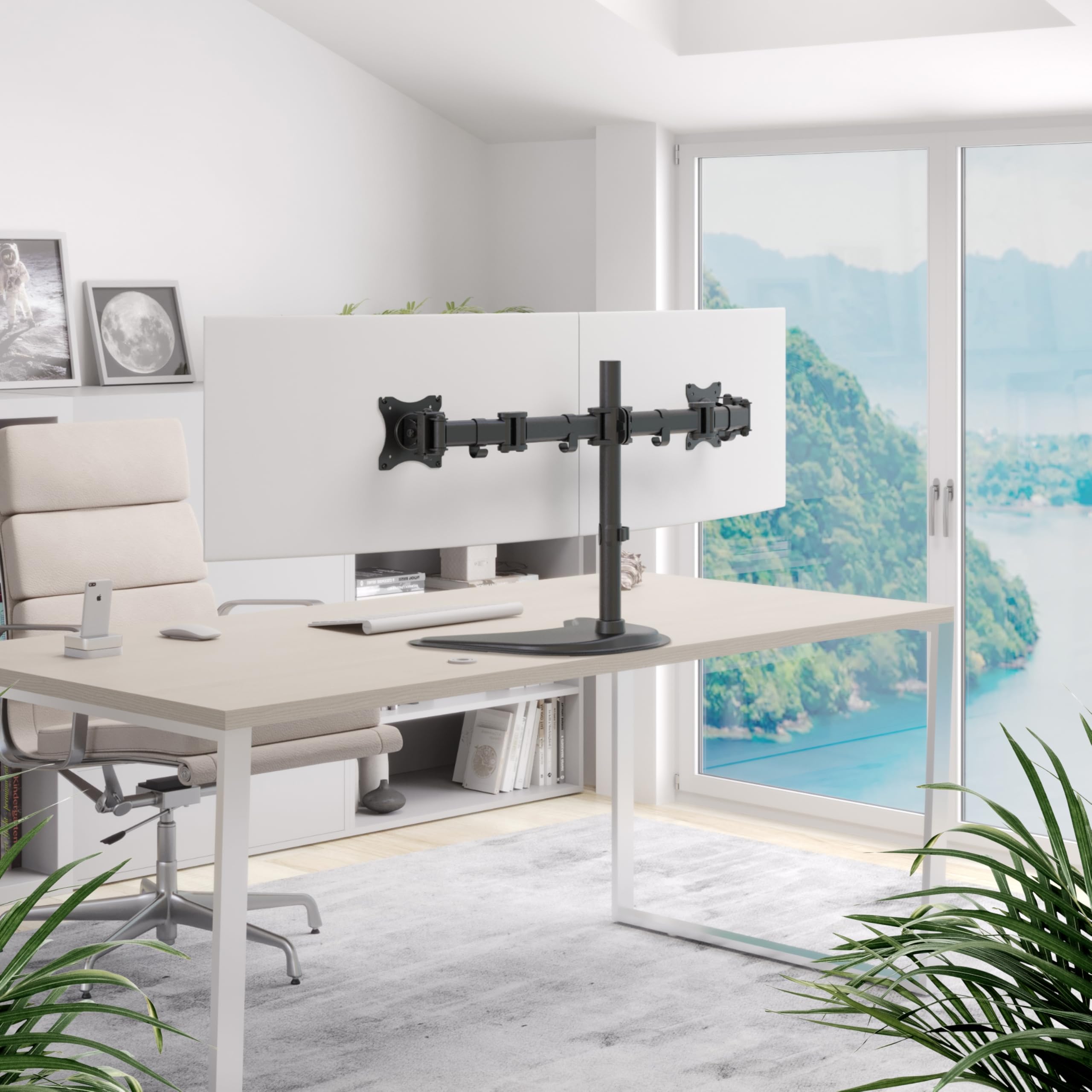 RICOO TS5311 Dual Support Écran PC 2 Écrans 13 17 19 22 24 27 Pouces Orientable Inclinable Rotatif Universel Fixation Bureau Pince de Table VESA 75x75 100x100