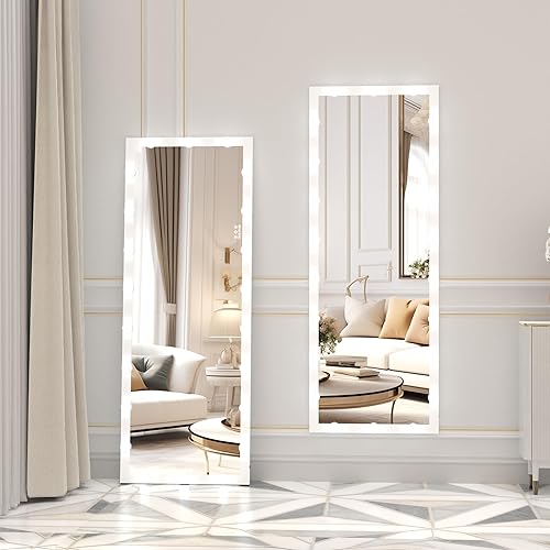 Miniatura 63 de ANYHI Full Length Mirror with Lights, 63" x 24" Full Lenth Vanity Mirror, 22 LED Bulbs, 3 Color Lights, Dimmable, Aluminum Thick Frame, for Dressing