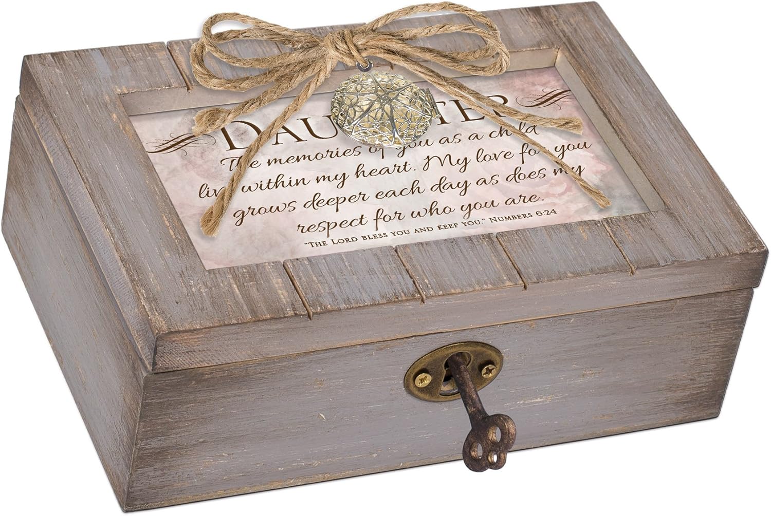 Cottage Garden Daughter Love Grew Petite Locket Distressed Grey Music Box Plays Amazing Grace