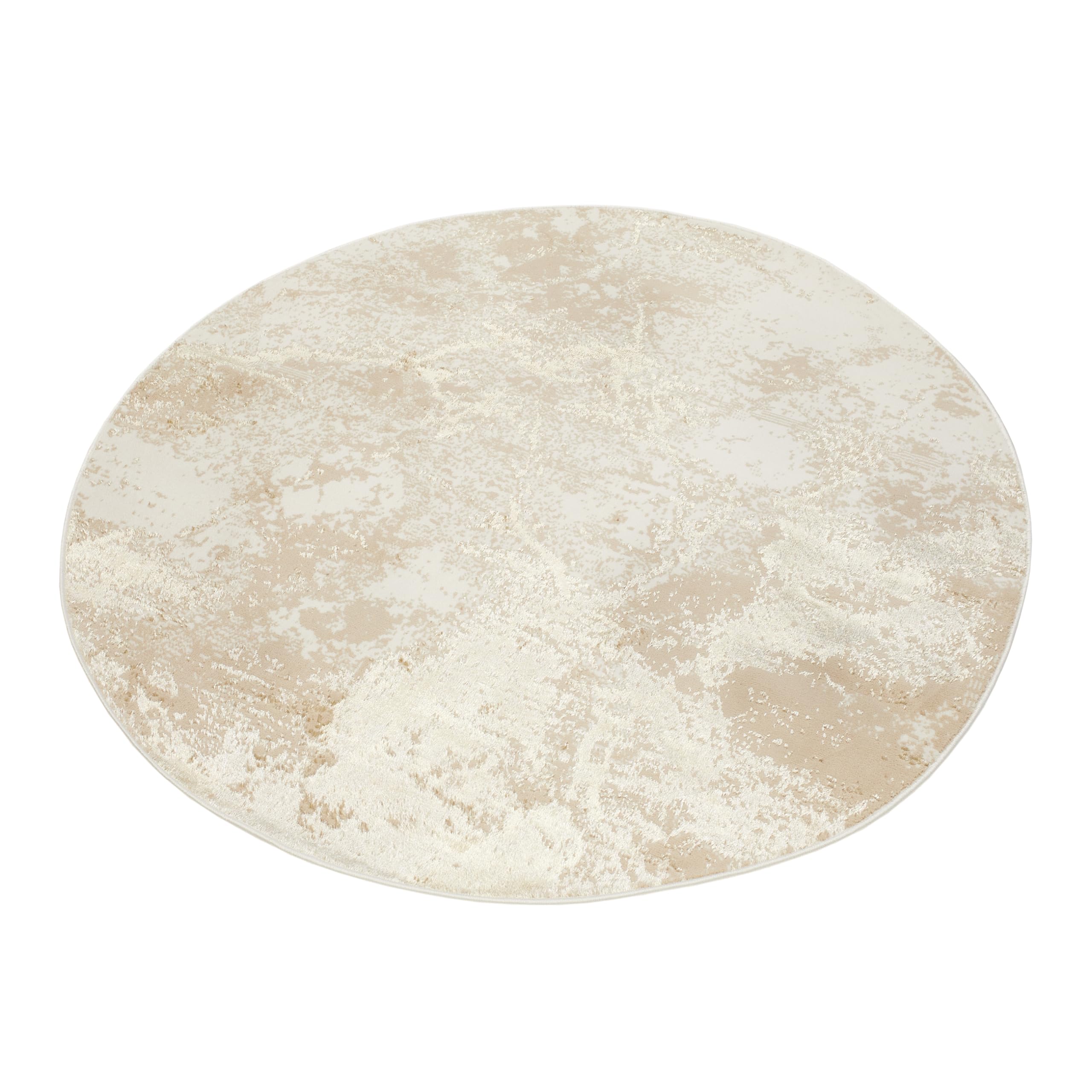 TAPISO Crystal Rund Teppich Kurzflor Glänzend Braun Beige Marmoreffekt 3D Effekt Wohnzimmer Schlafzimmer Modern Design ÖKO-TEX 240 x 240 cm