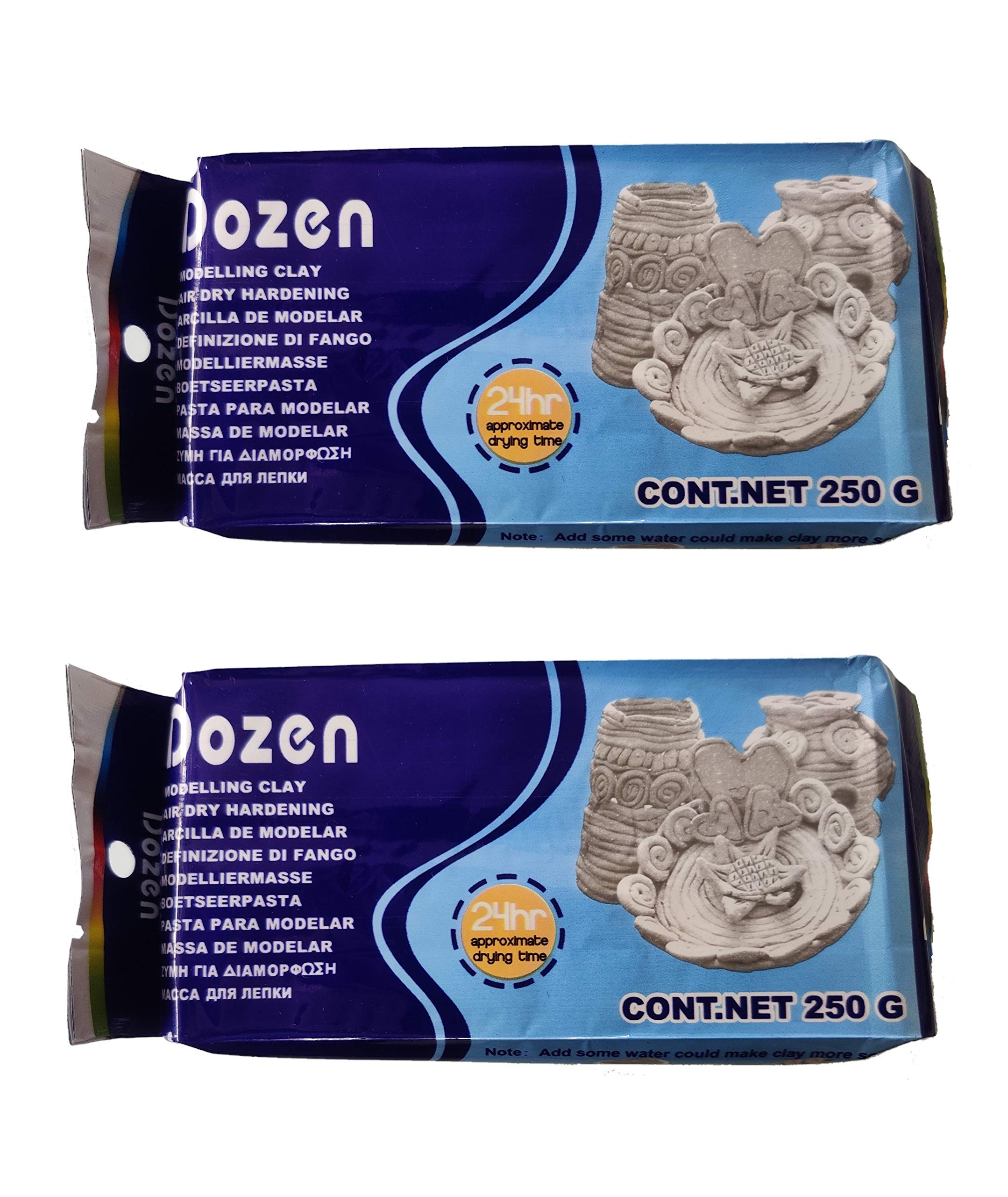 HOUSE HATCH Modelling Clay, 250g White Air-Dry Sculpting Clay, Soft & Pliable for Arts & Crafts, DIY Projects & School Use (Pack of 2)