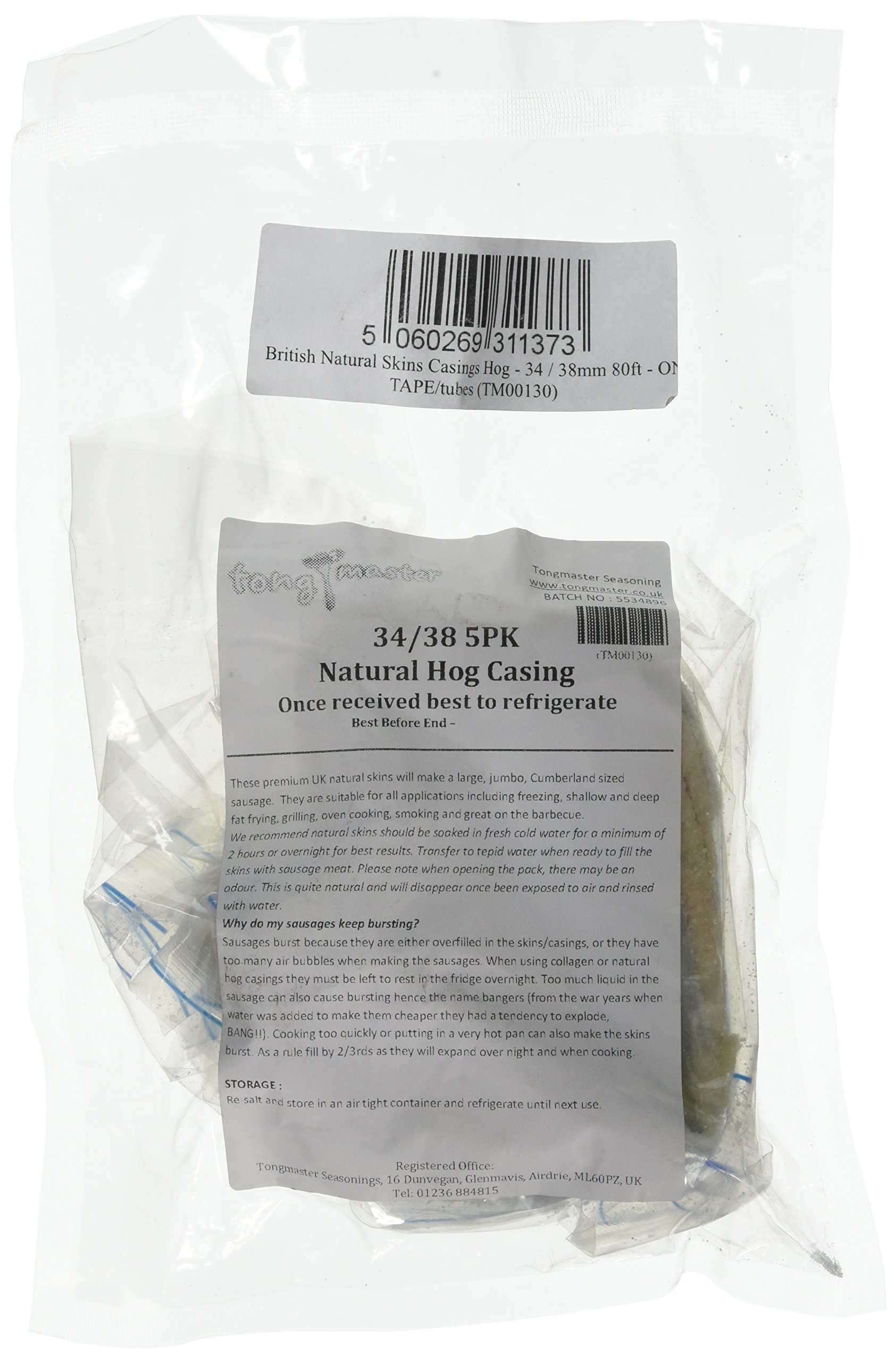 British Natural (34/38) Hog Sausage Casings – 24m