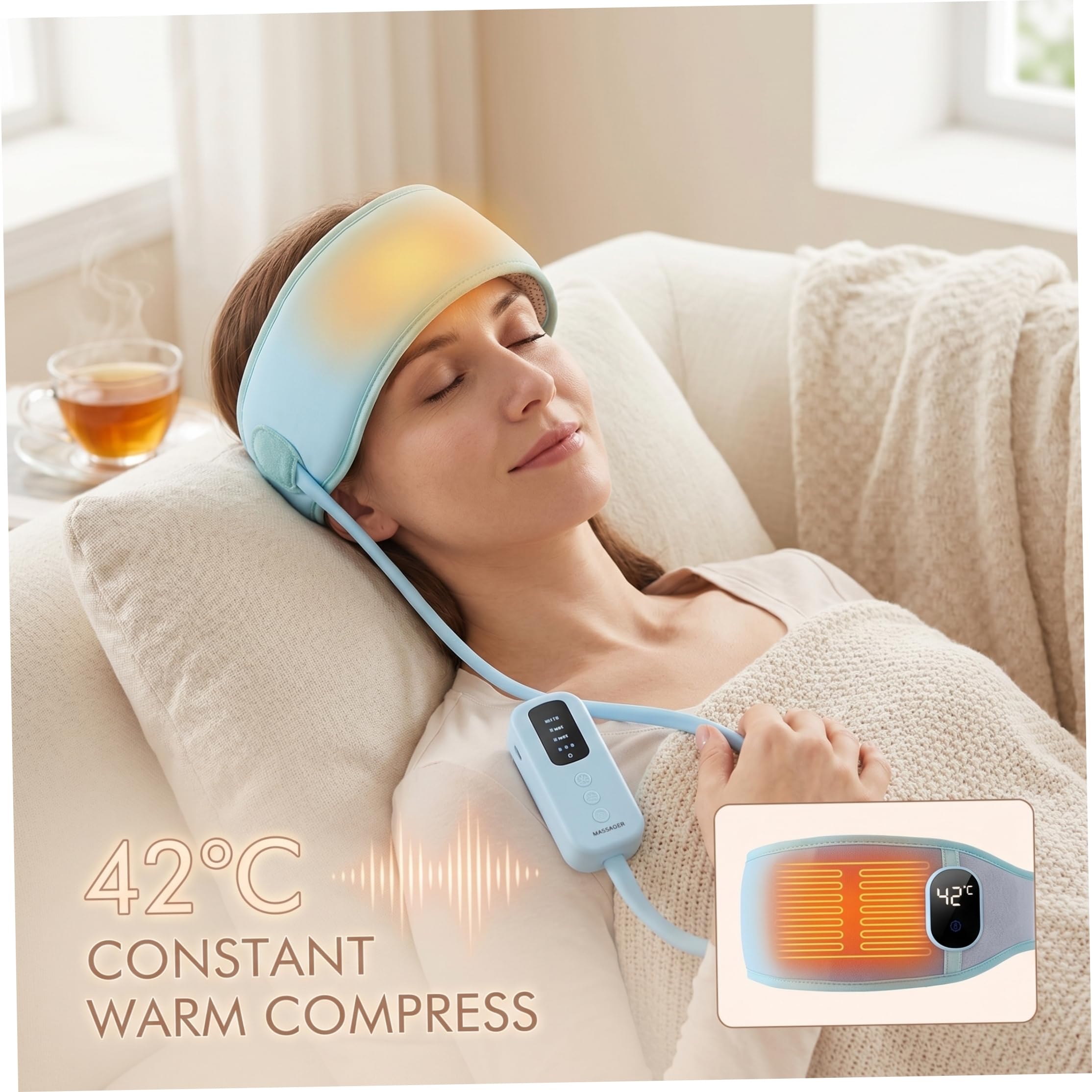 Massaggiatore elettrico per la testa, massaggiatore per il cuoio capelluto con impastamento e calore per il relax e sollievo dallo stress, blu