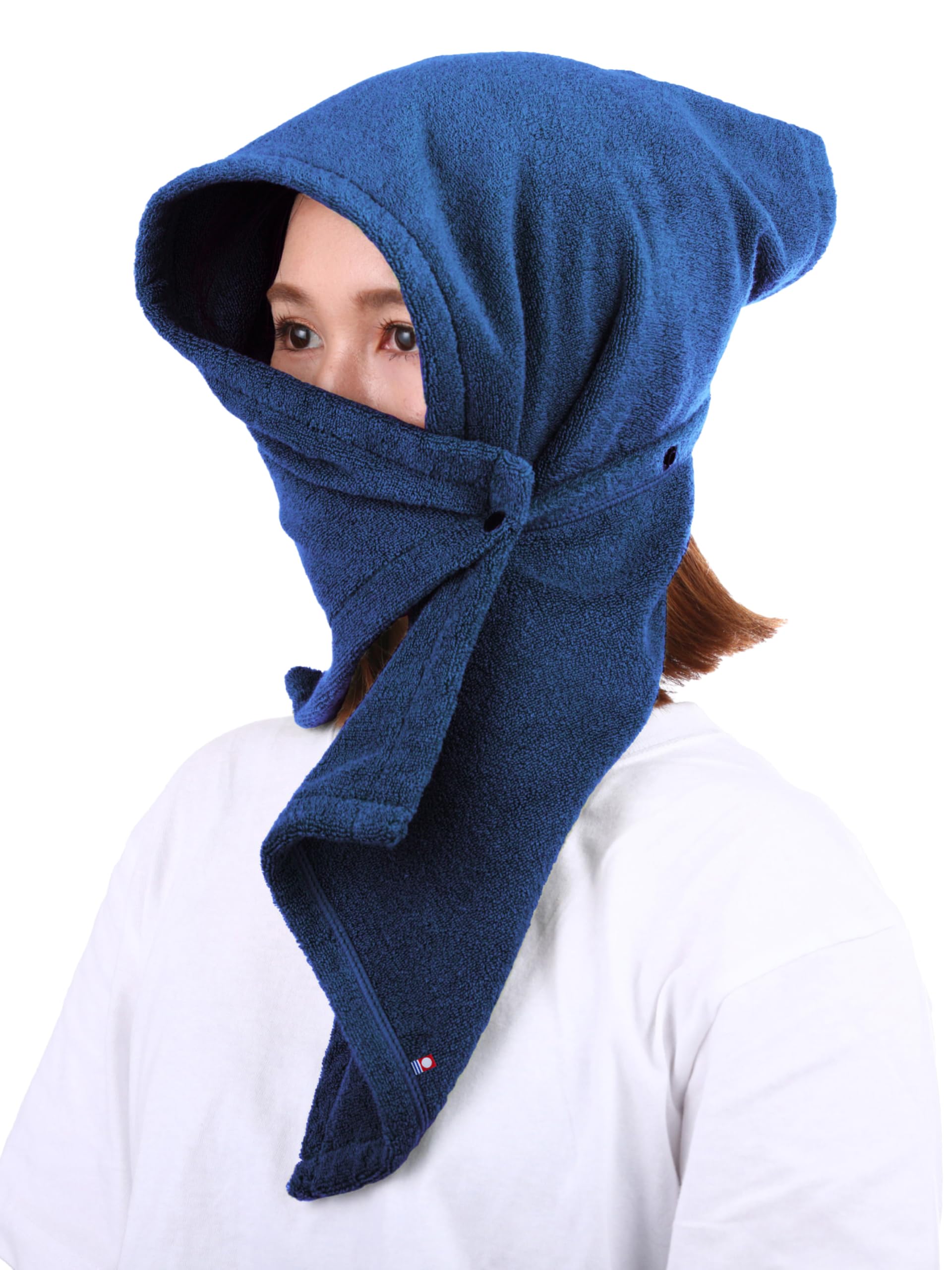 [源商店] サウナハットタオル 口元も隠せる 今治タオル 全6色 サウナハット メンズ レディース フリーサイズ サウナタオル 綿100% 日本製 抗菌防臭 501ネイビー