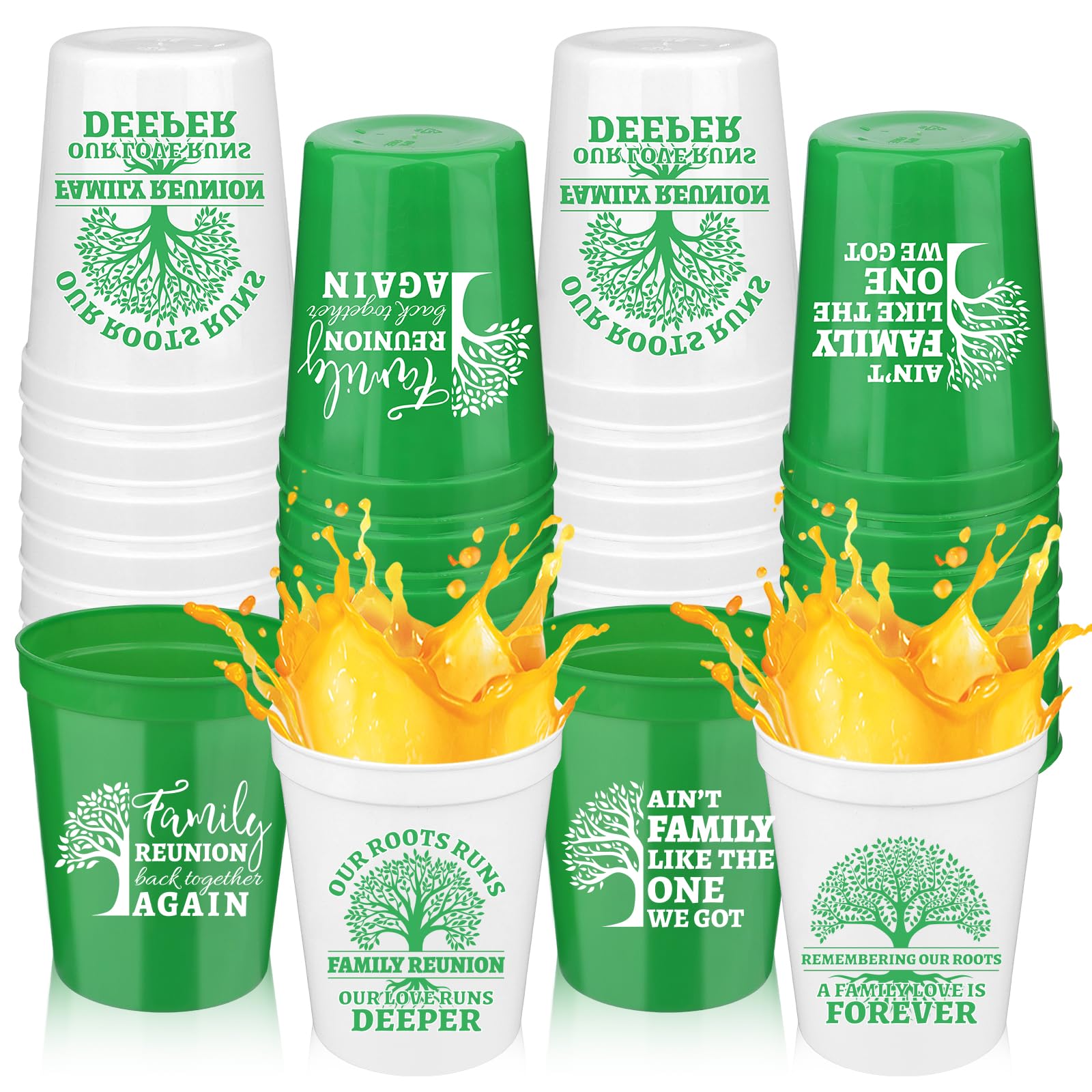 FIONUPI 24 Pcs Family Reunion Party Decorations Plastic Cups 16oz Reusable Beverage Cup for Families Tree Party Souvenirs for Remembering Our Roots