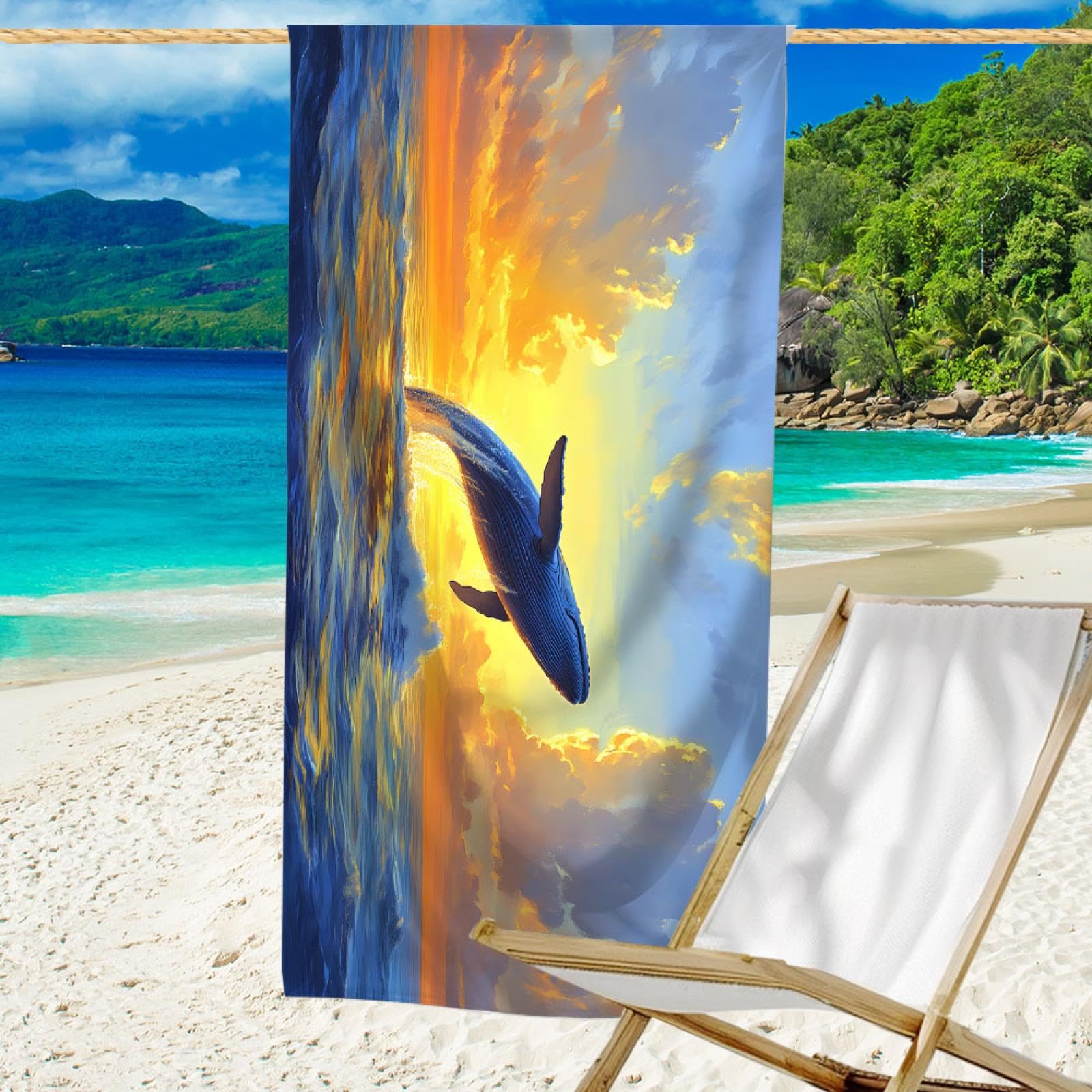 Asciugamano da spiaggia in microfibra con stampa di delfini | Assorbente e ad asciugatura rapida | Coperta leggera, morbida e oversize | Per le giornate in spiaggia e altro ancora 200x200cm/79"x79"