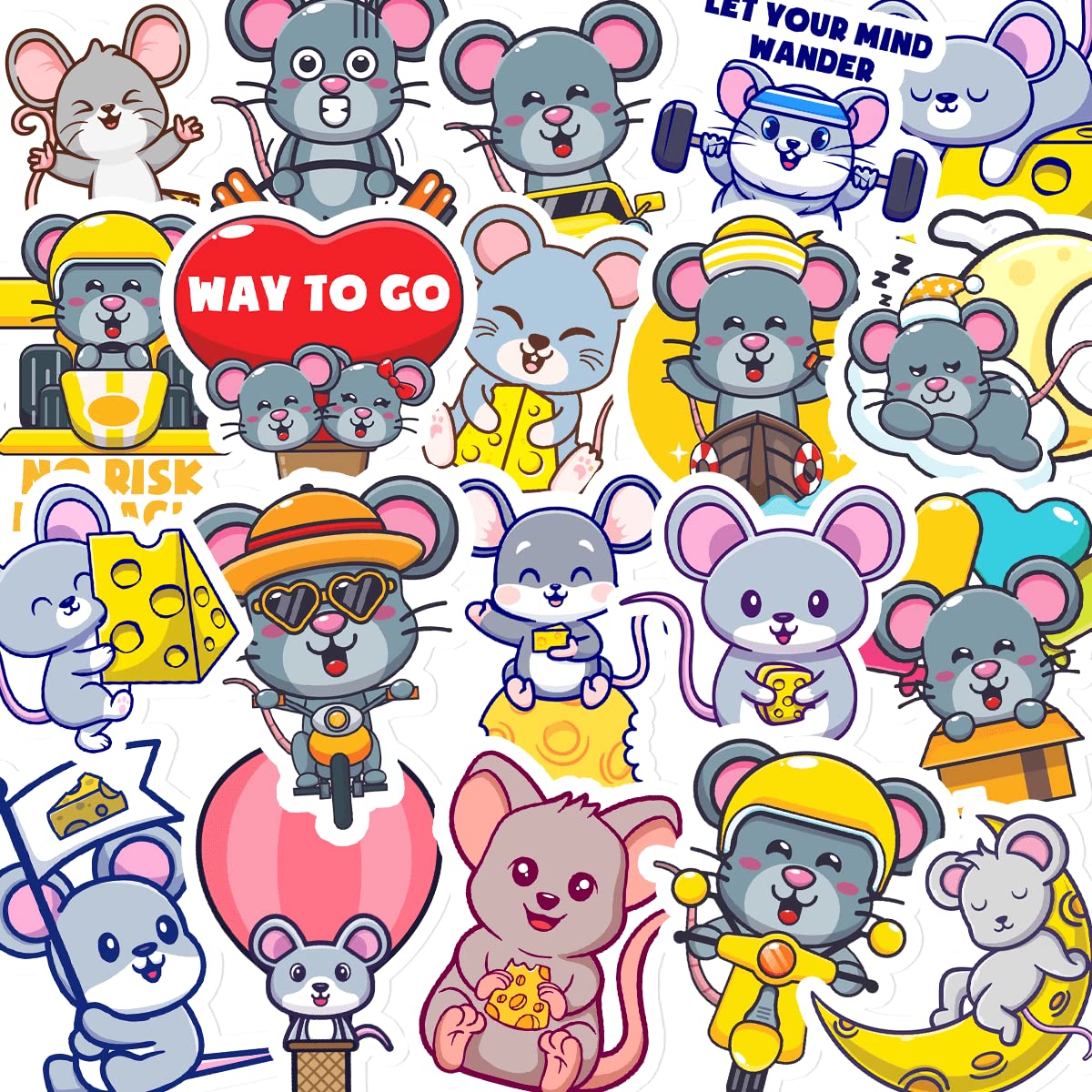 20-Pack Rat Vinyl Stickers - Waterproof Funny Animal Decals For Water Bottles, Laptops, Cars - View #5