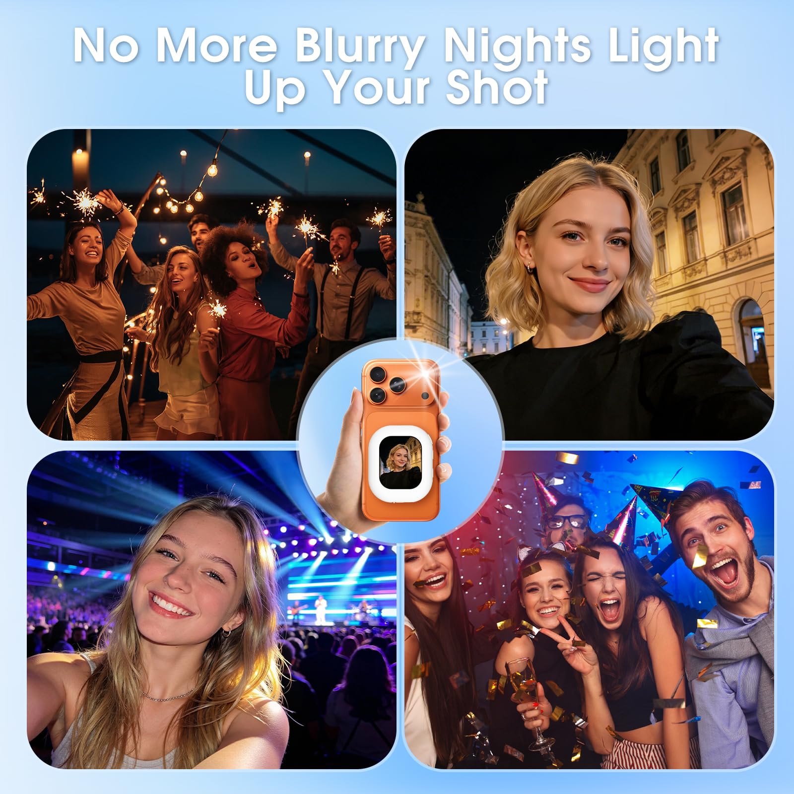 AGXOV Selfie Monitor Schermo per Telefono, Wireless Magnetico Telecamera Posteriore Monitor per iPhone, Altoparlante Integrato per Youtube TikTok Live, Bianco