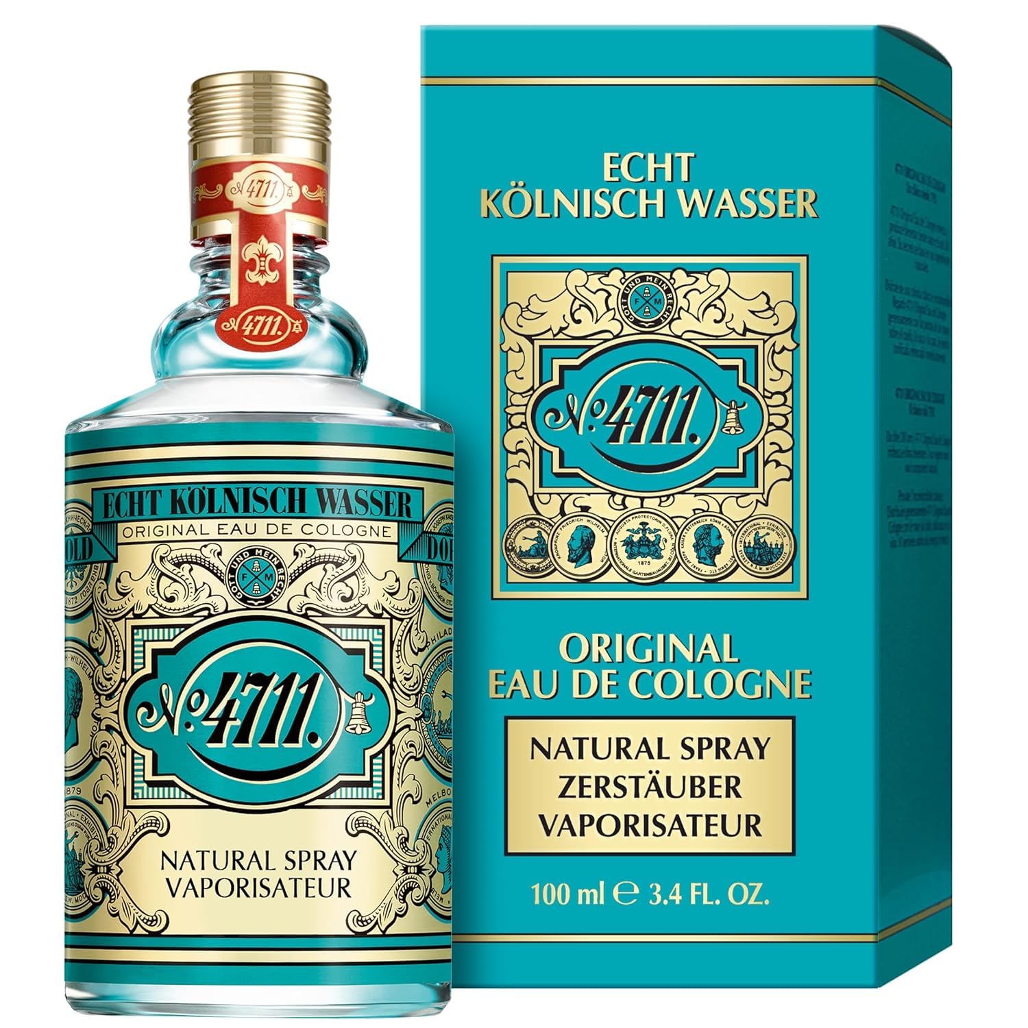 4711 Véritable eau de Cologne | Eau de Cologne 100 ml Natural Spray – Parfum classique dans un flacon emblématique – Unisexe – Bienfaisant pour le corps, l'esprit et l'âme