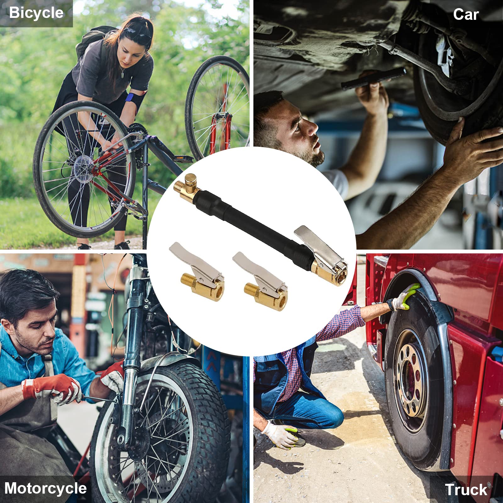 RYAN Ventielverlengset – 30cm Autobandenslang Met 2 Hendelconnectors – Messing & Rubber – Universeel Voor Auto, Fiets, Motor – Compressor Adapter