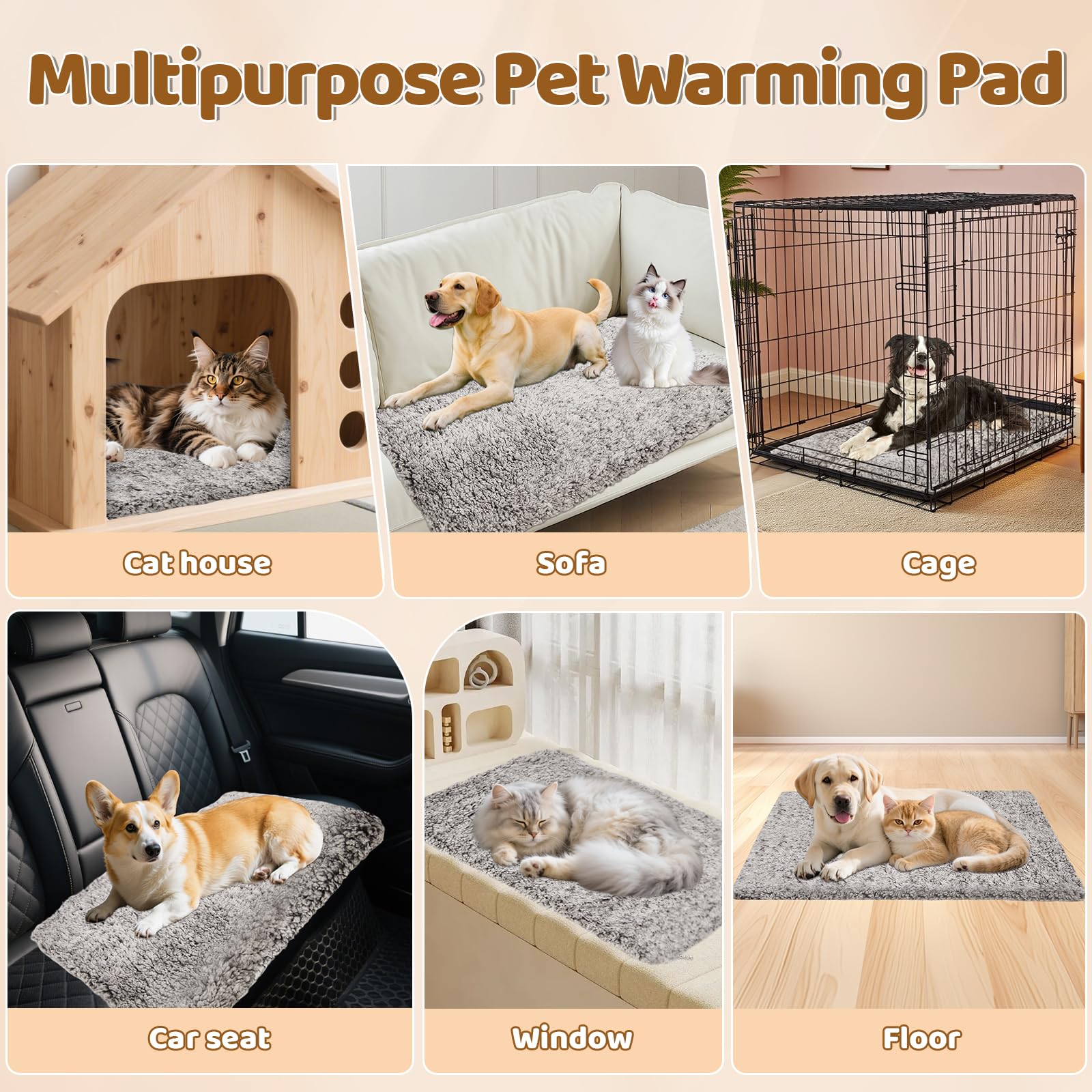 115x72cm Selbstwärmende Katzendecke Extra Groß für Katzen und Hunde, Abnehmbar Selbstheizende Decke Heizdecke Ohne Strom Geräuschlos Flauschig, Waschbare Katzendecke Winter Outdoor Indoor