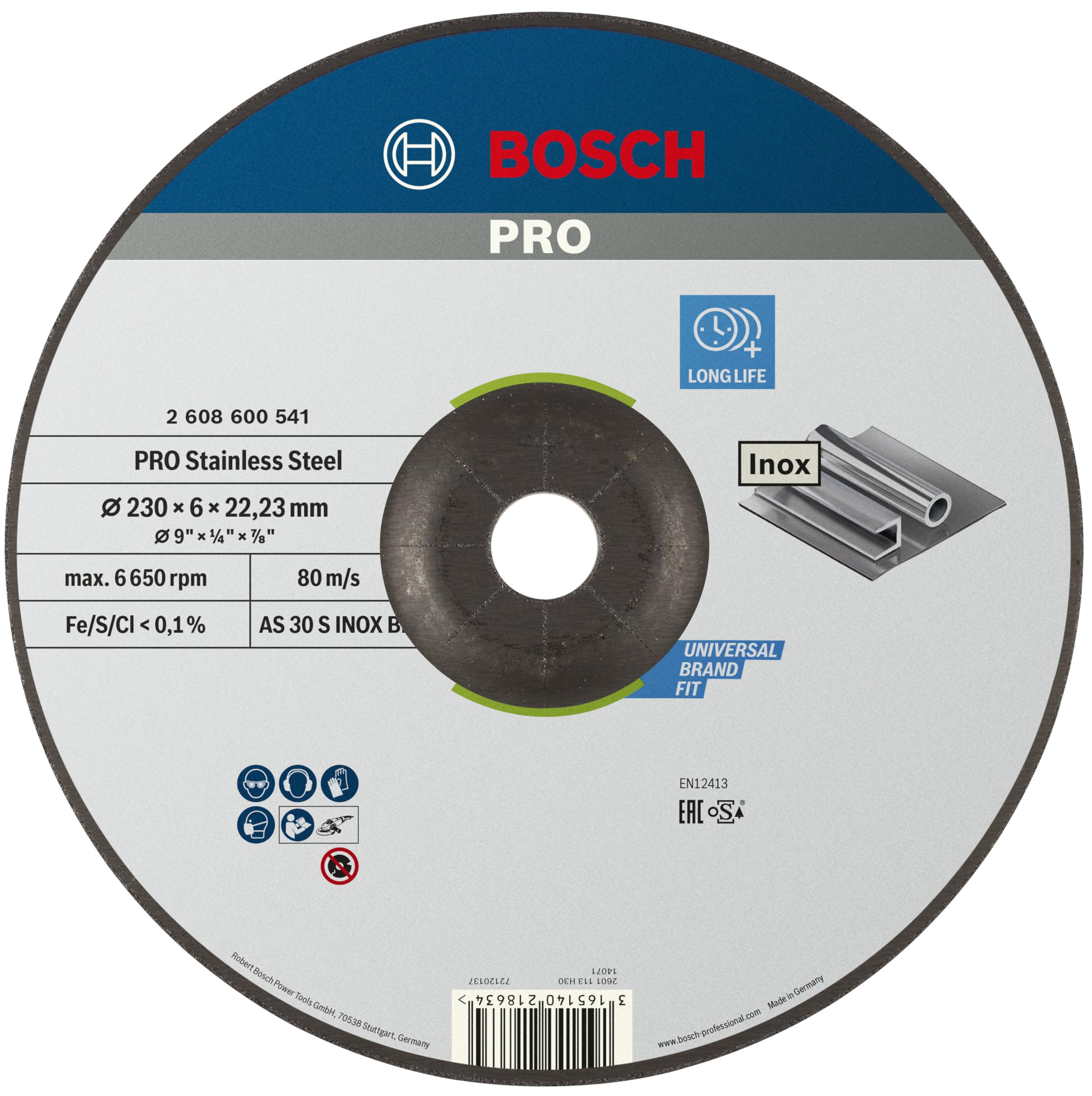 Bosch Professional 2608600541 Schleifzubehör Schruppsch.230 x 6 mm F.INO x
