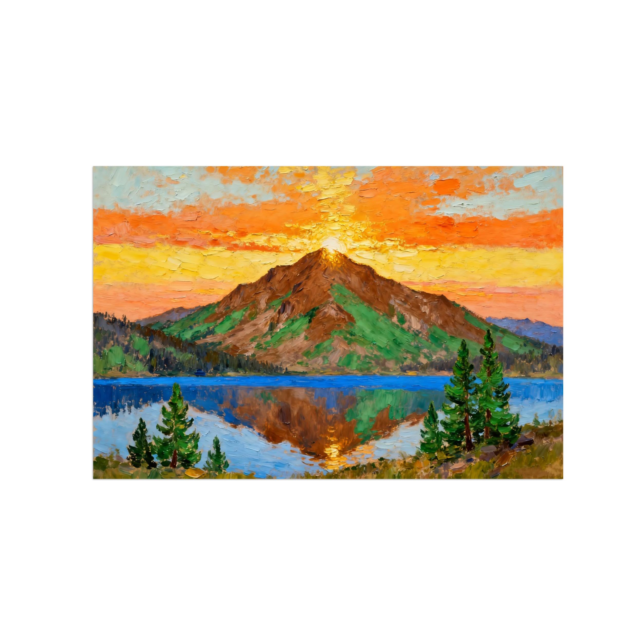 Ozpwbvy Unframed Mountain Sunset Landscape Canvas Wall Art Picture 30X45cm