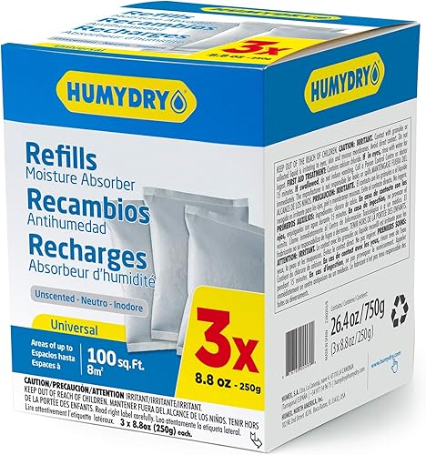 HUMYDRY USA250X3RC12 - Recambio de absorción de humedad sin perfume, 8.8 onzas, paquete de 3