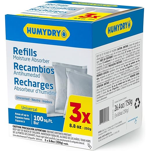 HUMYDRY USA250X3RC12 Unscented Moisture Absorber Refill, 8.8-Ounce, 3-Pack
