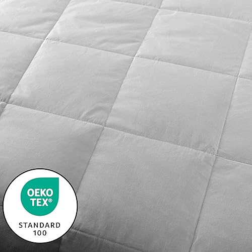 Miniatura 4 de Feather and Loom - Manta de plumón de pato blanco de 233 hilos, cubierta de algodón transpirable, relleno de plumón de 600 hilos, color gris, tamaño