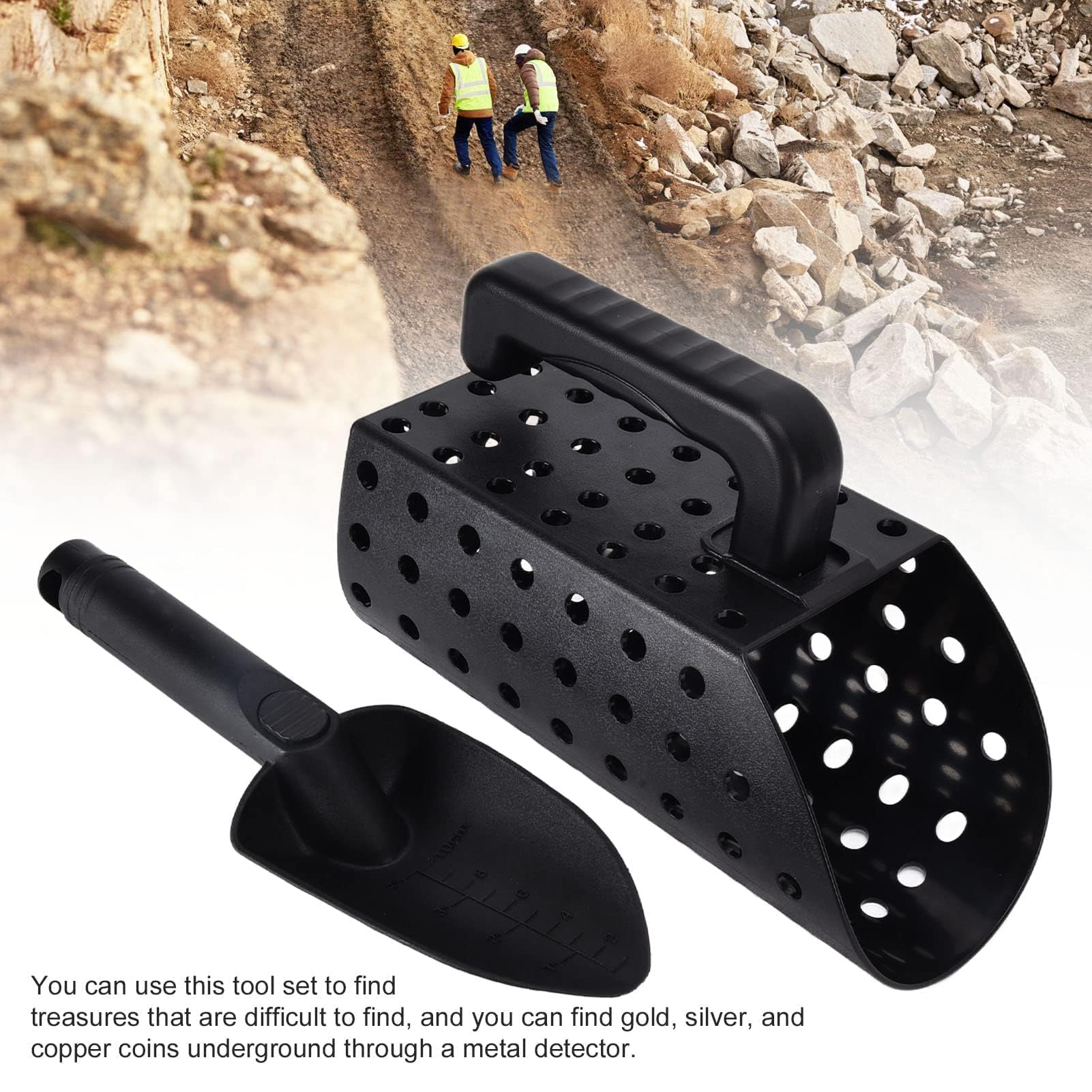 Cyrank Accessoires pour détecteurs de métaux, Shark Teeth Screen Pelle à Sable et Pelle à détection de métaux pour détection de métaux Pelle de Plage Pelle à détection de métaux, Pelle a granulés