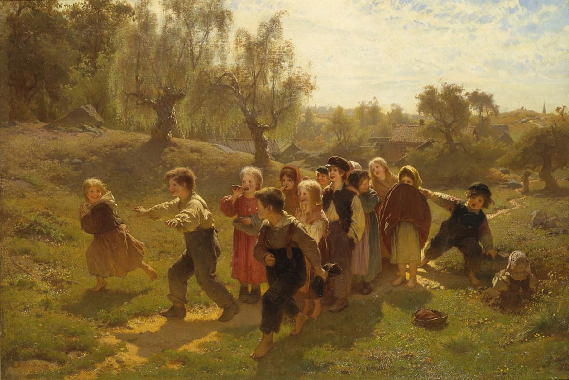 Artxlxxbn No Frame Famous Painting Art Wall Decor Abstract Art Picture The Game By August Malmström Animal Pictures For Home Decor 60X90cm