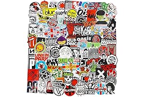 100PCS Waterproof Band Stickers for Laptops, Cars, Bikes, Guitars