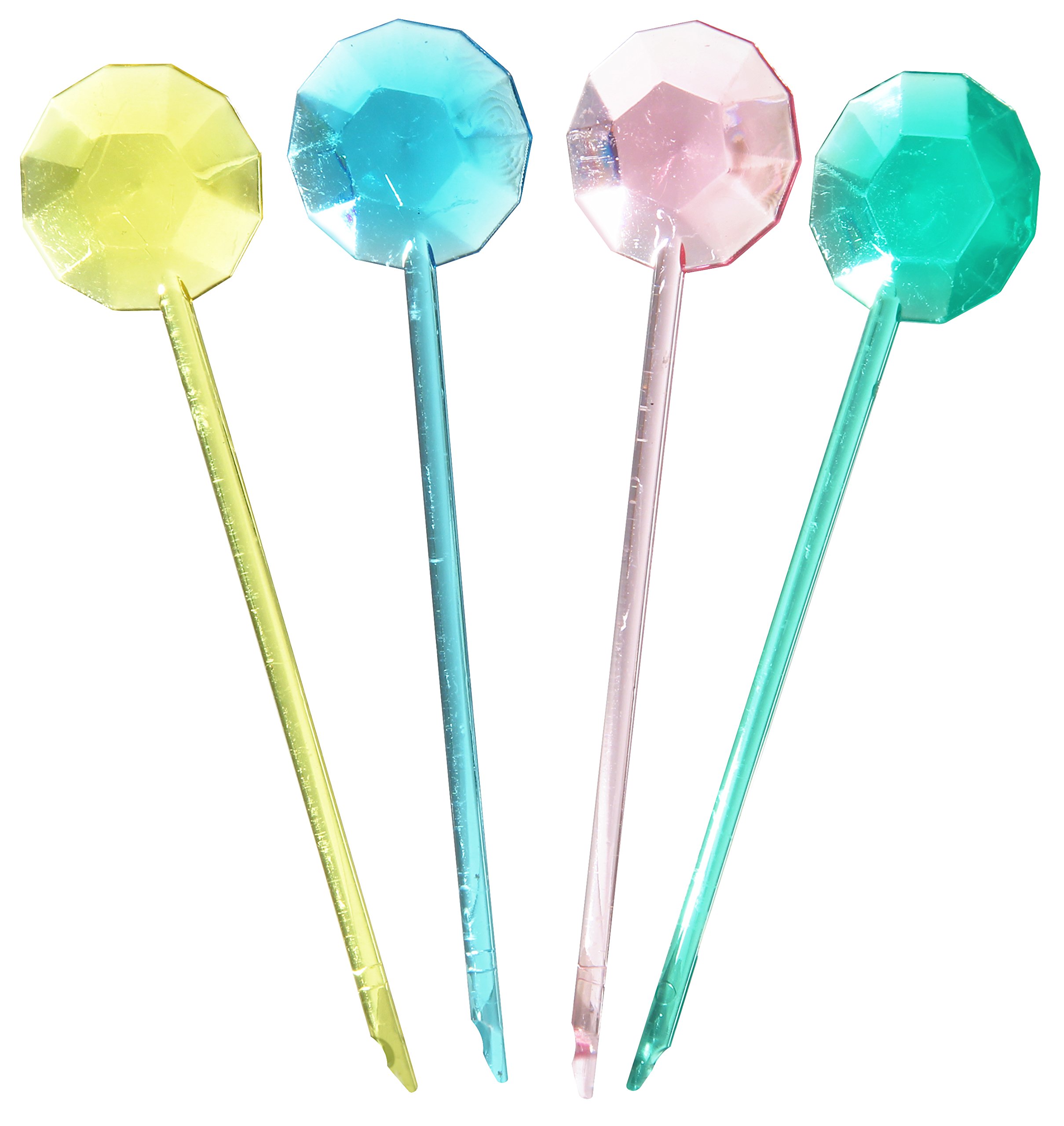 Fackelmann "Rio Party-Diamond Party Picks Set, Blue/Green/Red/Yellow, 4-Inch, 15-Piece