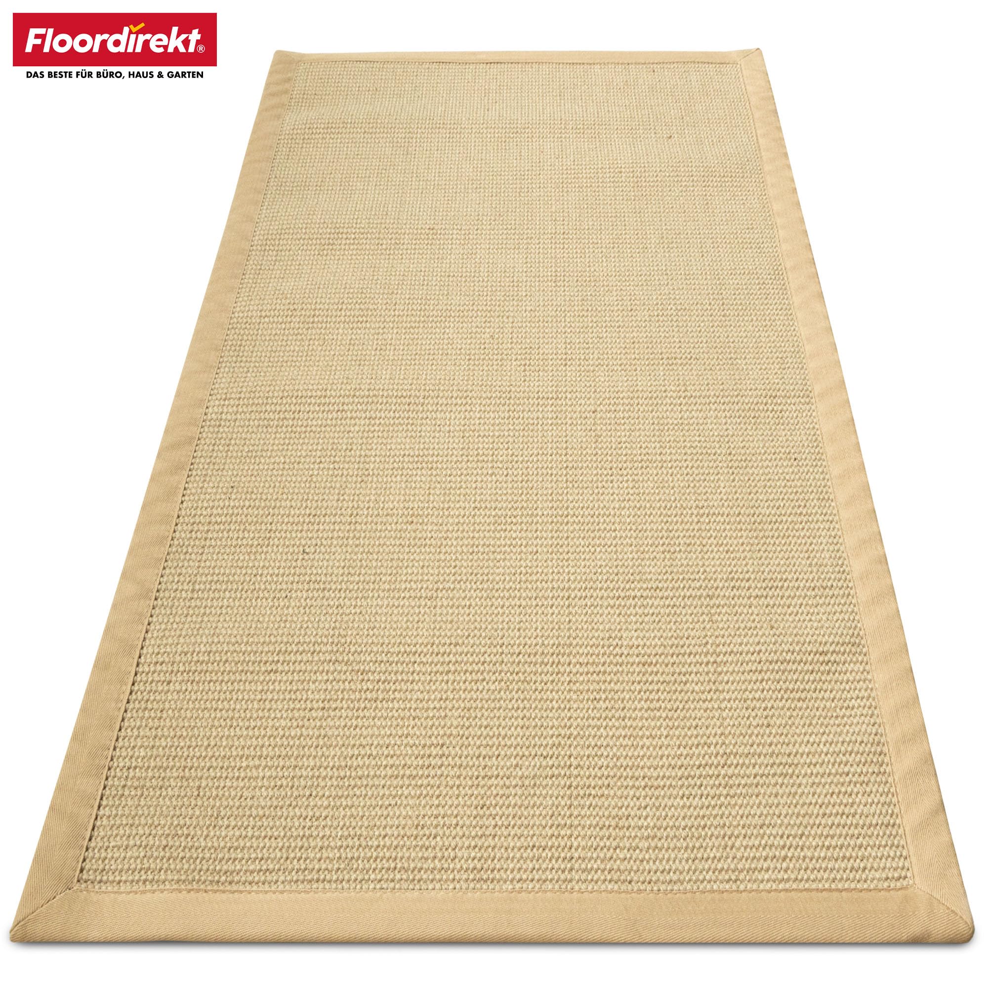 Floordirekt Sisal-Teppich Bombay 200x200 cm – Naturfaser Teppich mit Baumwollbordüre, Wohnteppich, Sisalteppich