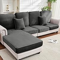Vista 31 de Funda para Sofá de Terciopelo Elástico Funda de Cojín de Sofá 1 Pieza - Funda Elástica Lavable para Asiento o Respaldo, Fundas de Asiento para Sofás