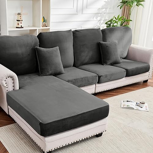 Miniatura 38 de Funda para sofá, funda de cojín de terciopelo elástico de 2 piezas, funda elástica lavable para asiento o respaldo, fundas de asiento de sofá para