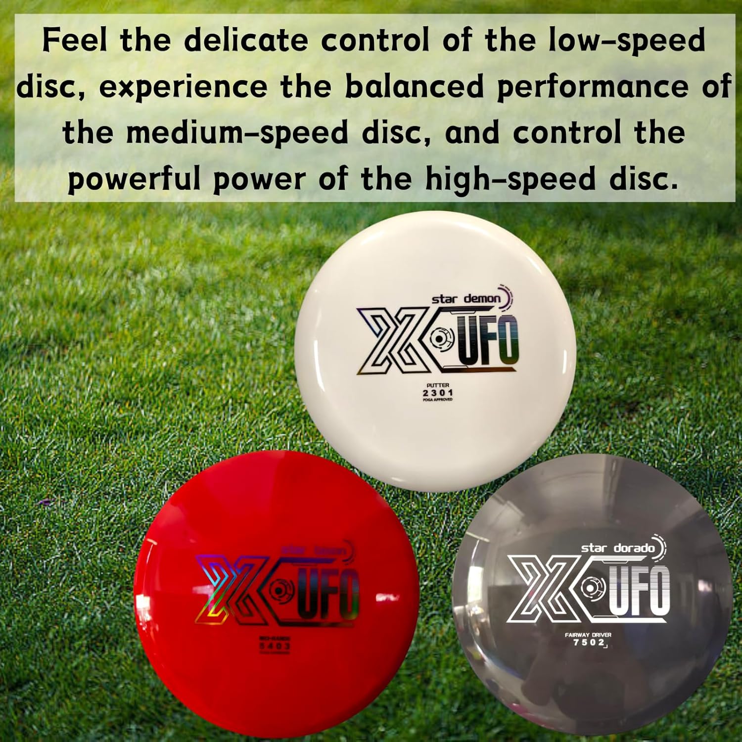 X-UFO Disc Golf Set - Disc Golf Starter Set, Includes 1 Putter, 1 Driver, and 1 midrange disc, Weighing 170-178 Grams. Suitable for Beginners and Professional disc Golf tournaments