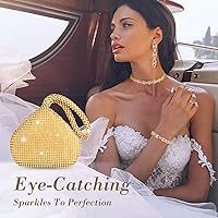 Vista 2 de MTLEE Juego de 4 piezas de joyería para mujer, collar de diamantes de imitación, gargantilla, pulsera, aretes, monederos de embrague, juego de joyas