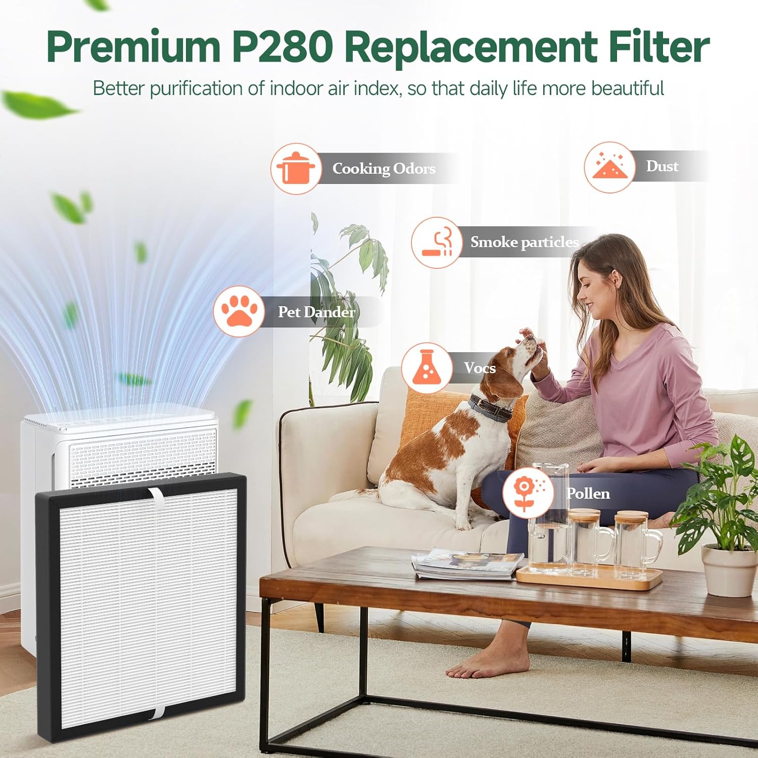 2 Packs P280 P260 Replacement Filters Compatible with TPLMB/YARIKI P280 and AIUZLK P260 Air Cleaner Purifier, 3-in-1 Nylon Pre-Filter,Main Filter and Activated Carbon - Image 3