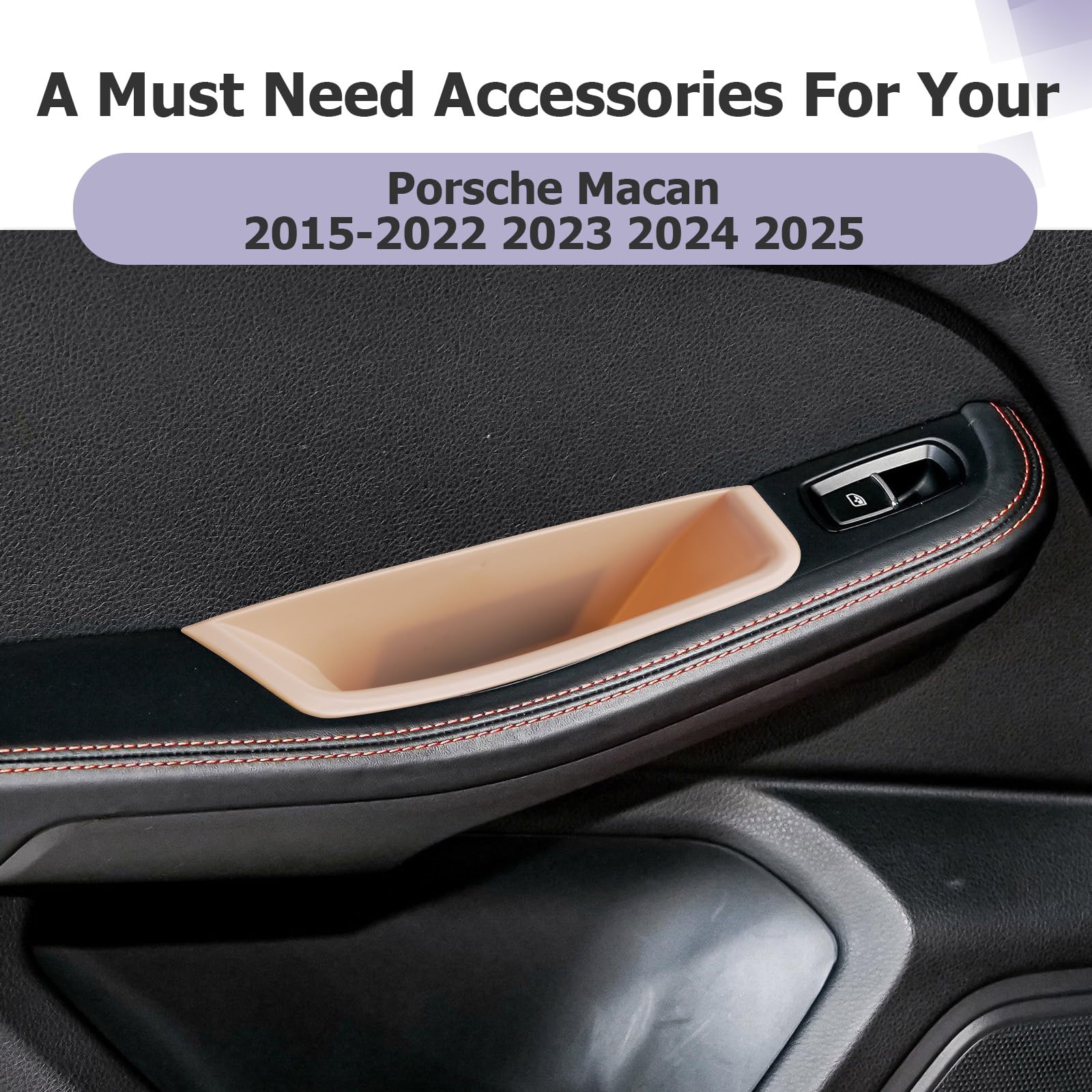 LUWU 4 Pezzi Contenitori per Porta Compatibili con Porsche Macan 2014-2024 Organizer Console Centrale della Porta [Porta di Casa & Posteriore ] Accessori Interni (Beige)