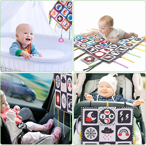 Miniatura 6 de FPVERA Juguetes para bebés con tapete para abdomen tapetes sensoriales para bebés de 0 a 6 meses juguetes sensoriales de alto contraste en blanco y