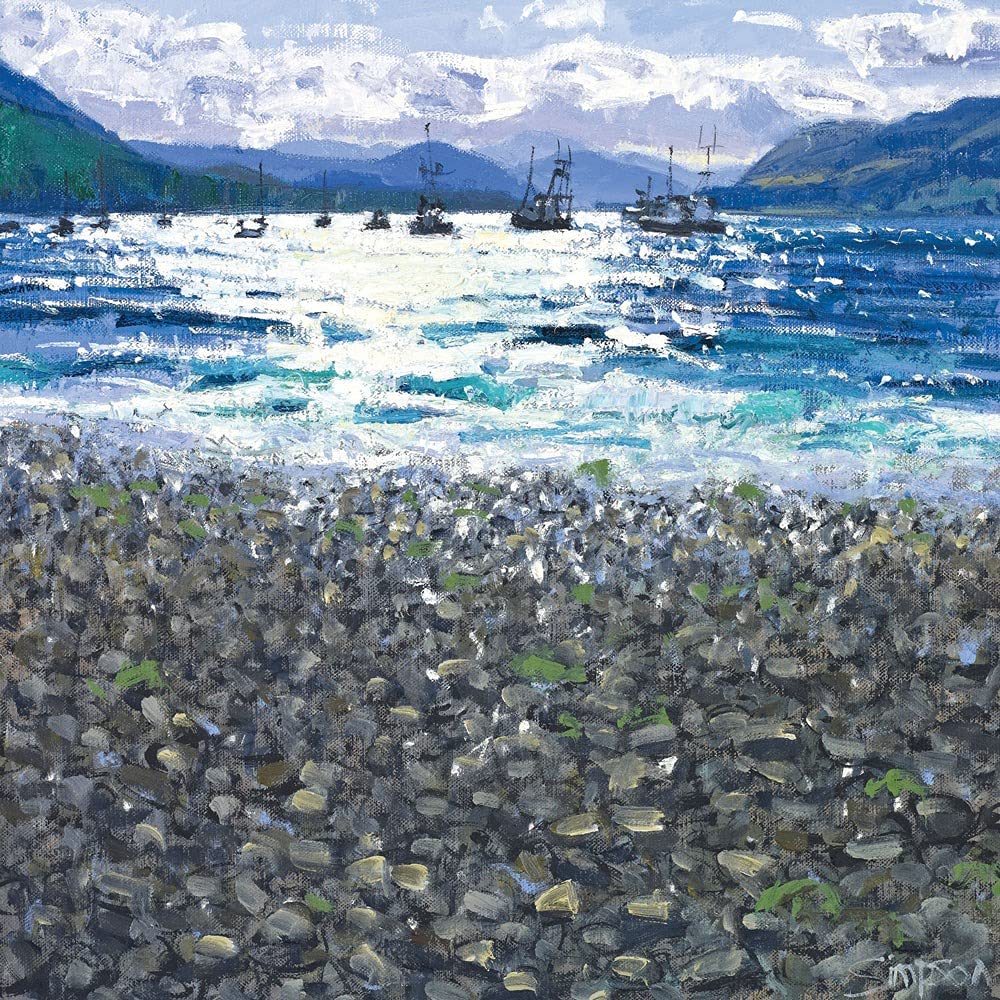 Ullapool Shore 2011 (Oil on Canvas) By Charles Simpson (b. 1952) - Tracks Publishing Artistic Blank/Birthday Card - ART438