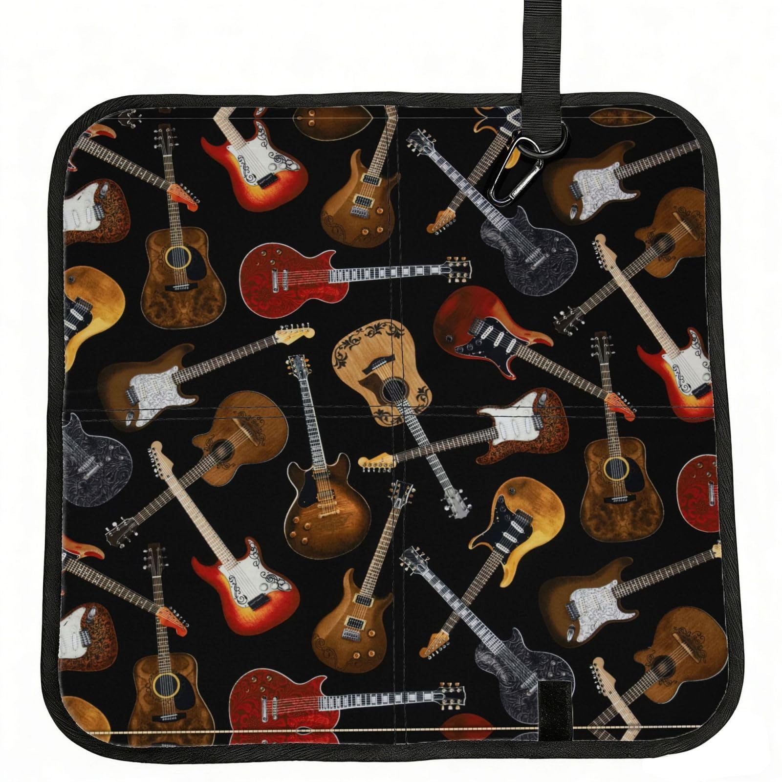 DEXNEL Guitars Print Foldable Seat Cushion Portable Stadium Pad Waterproof Outdoor Camping Mat 15.8 X 15.8 Inches