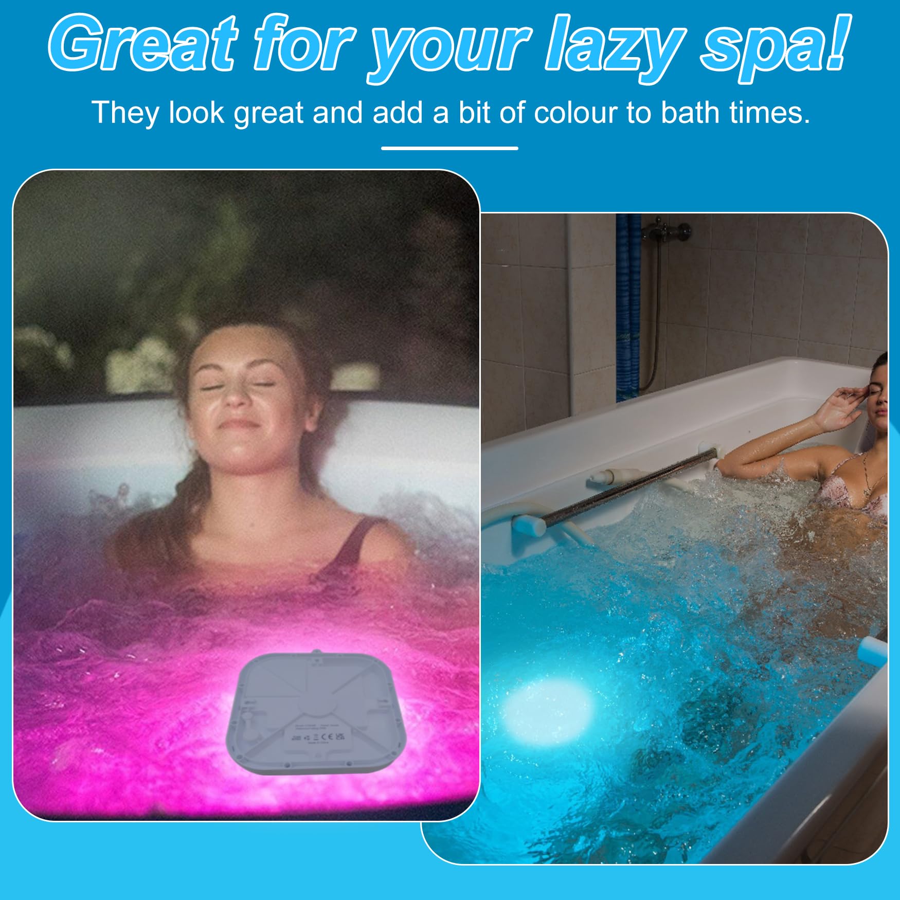 DeeprBlu Luce Piscina Inalámbrica con Control Remoto, Luces Piscina Sumergibles Recargables para Piscinas Elevadas, Focos Piscinas LED Sumergibles, Luz Magnetica con Ventosas, Luces Bañera para Spa