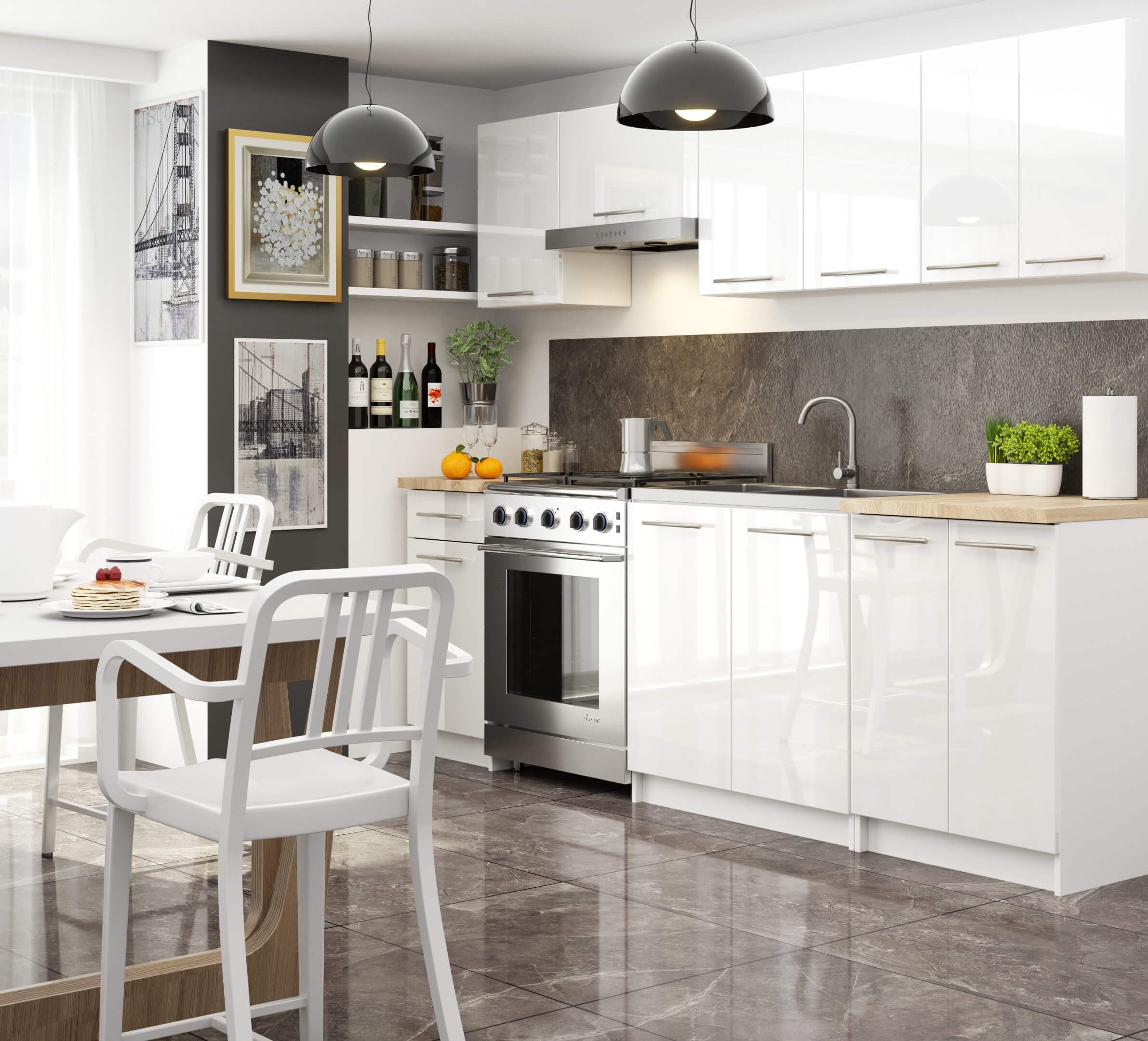Armoire De Cuisine Lima 40cm - Meuble Vertical Avec Tiroir Et 2 Étagères - Blanc