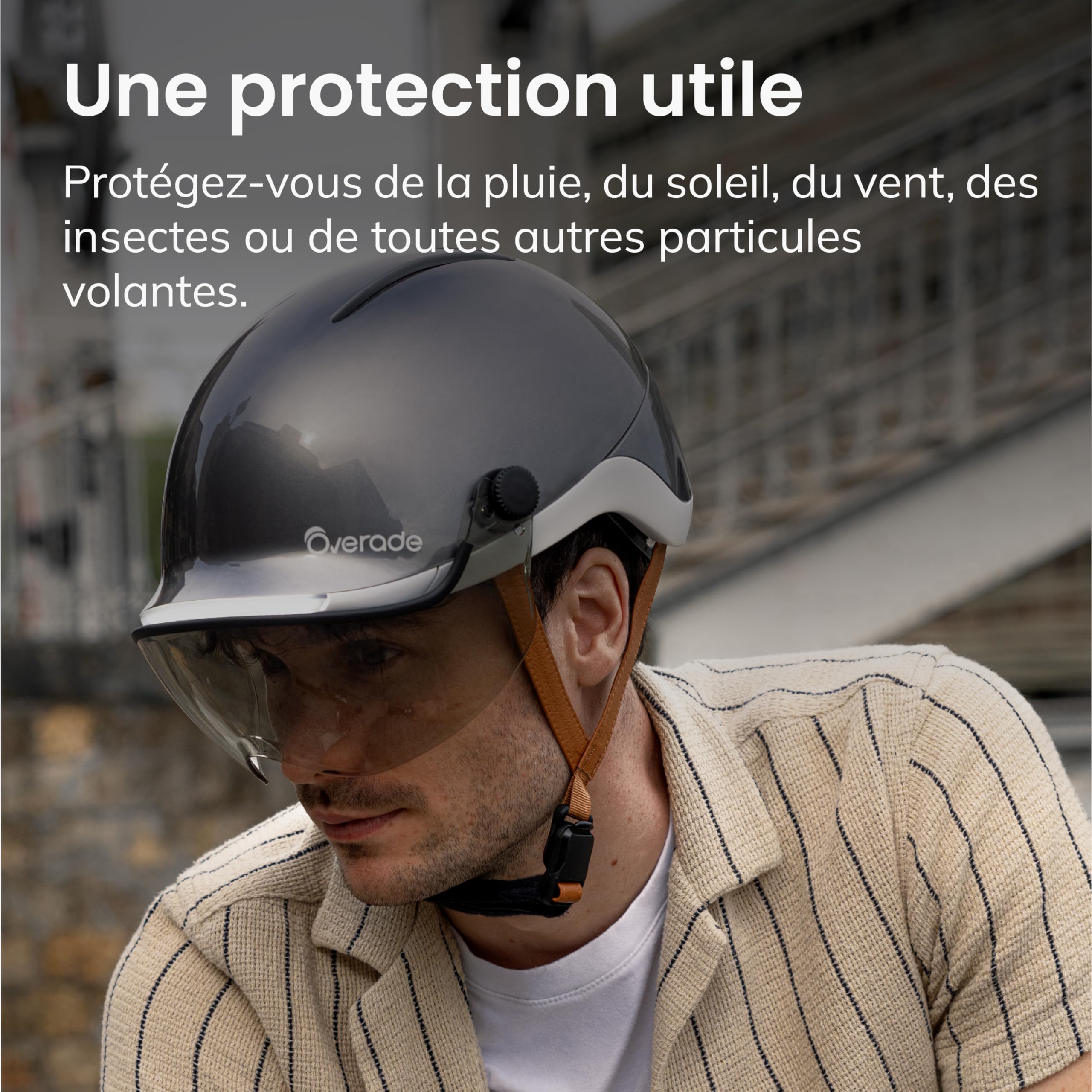OVERADE - Visière | Écran Teintée pour Casque Life | Protection Contre la Pluie, Le Soleil et Le Vent | Compatible Lunettes de Vue | Fixation Rapide et Rotative | Innovation Française