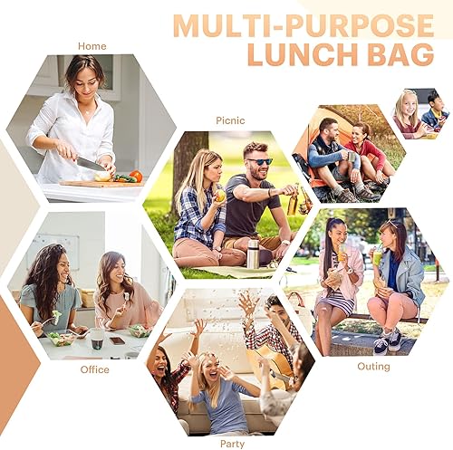 Miniatura 7 de Bolsa de almuerzo para mujeres y hombres, lonchera aislada para adultos, pequeña a prueba de fugas, reutilizable, de alta capacidad, para el