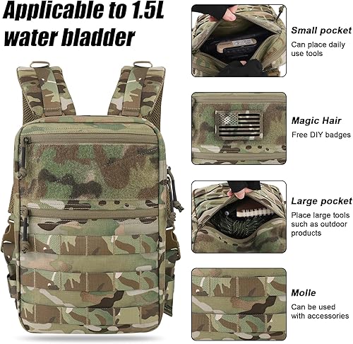 Miniatura 3 de PETAC GEAR Mochila táctica de hidratación Molle para 1.5L - Bolsa de depósito de agua ligera para mochila Molle Vest para senderismo, caza
