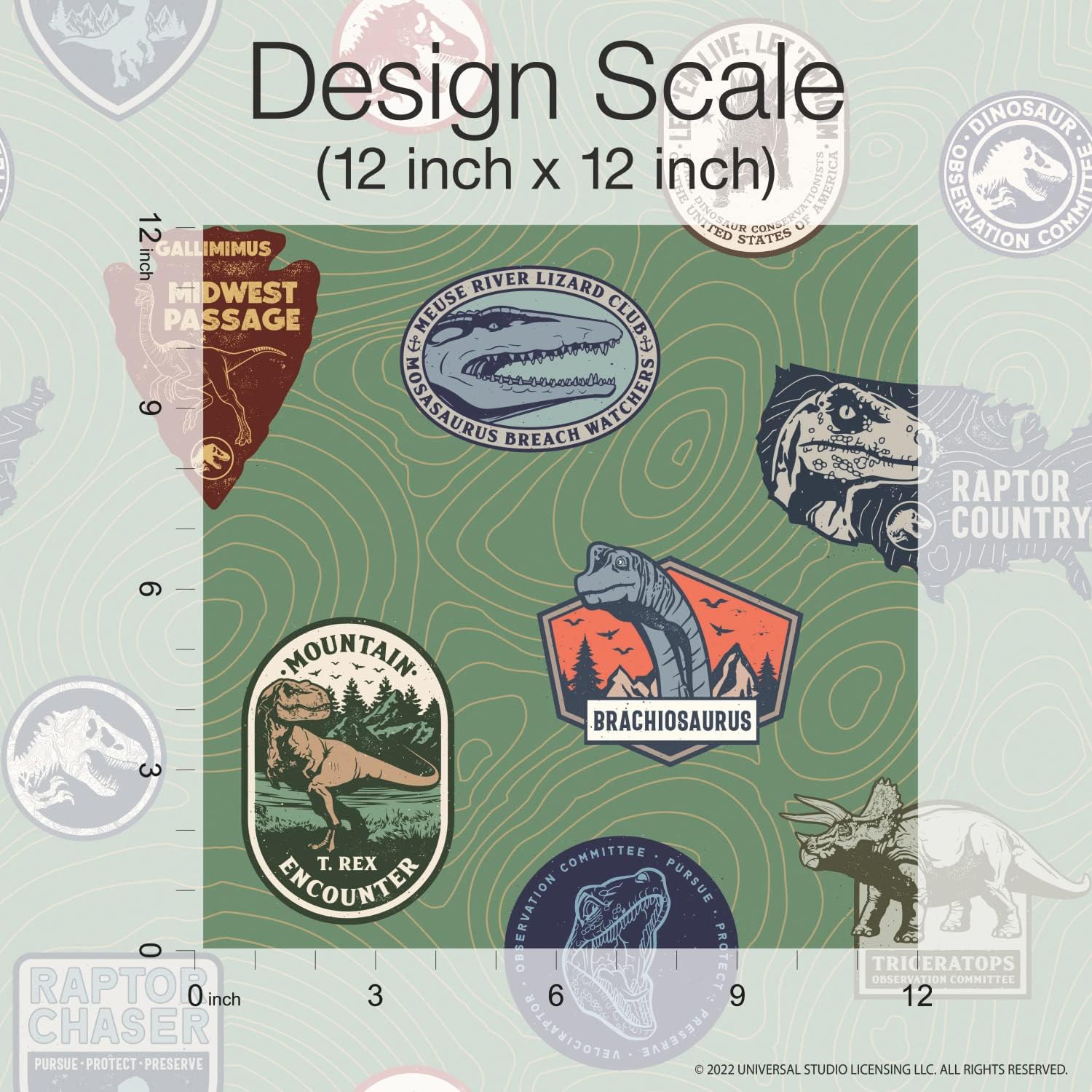 Jurassic World Multicolor Badges Peel and Stick Wallpaper, RMK12396RL