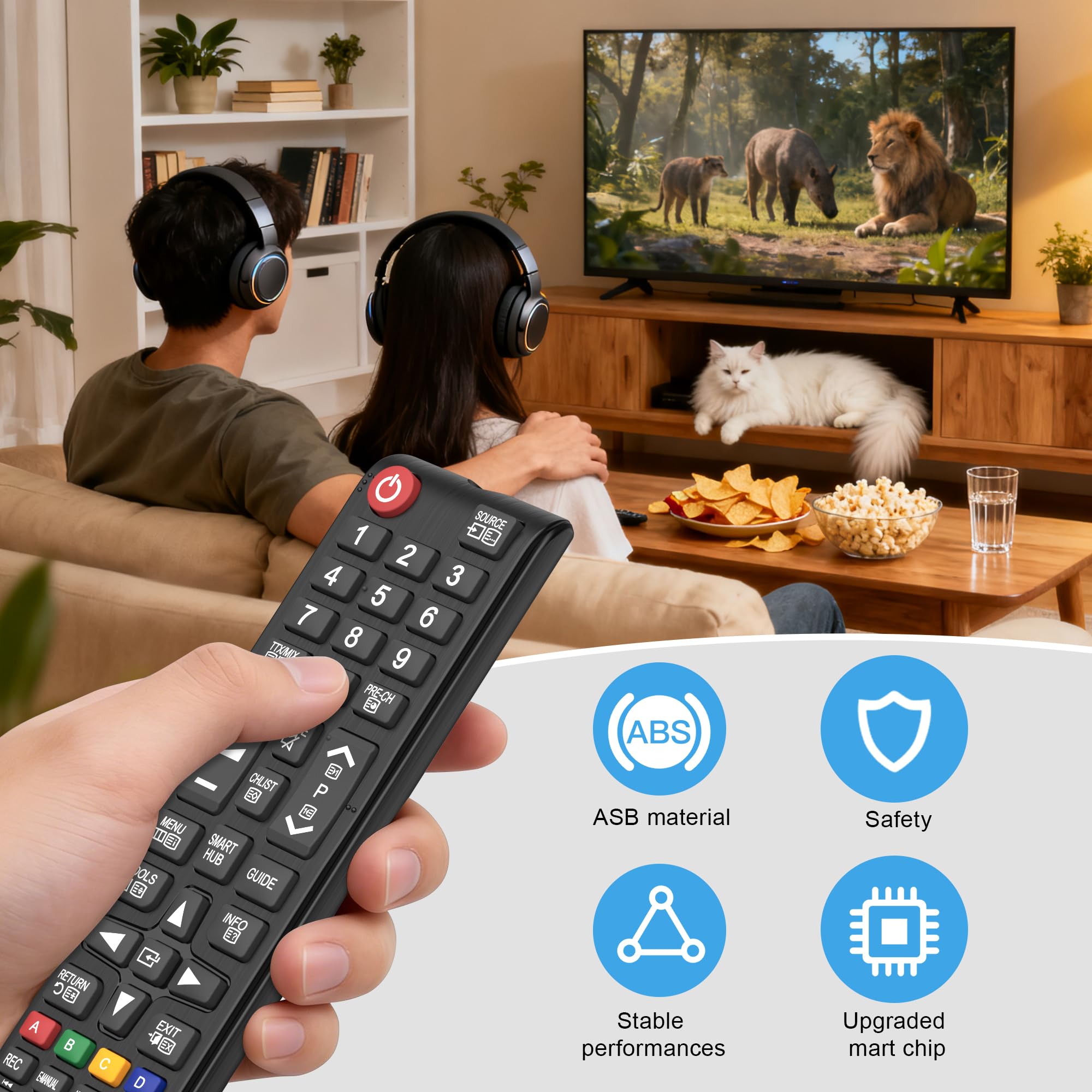 Télécommande pour Samsung TV Universelle - Compatible Uniquement avec Toutes Les Téléviseurs Samsung (Noir)